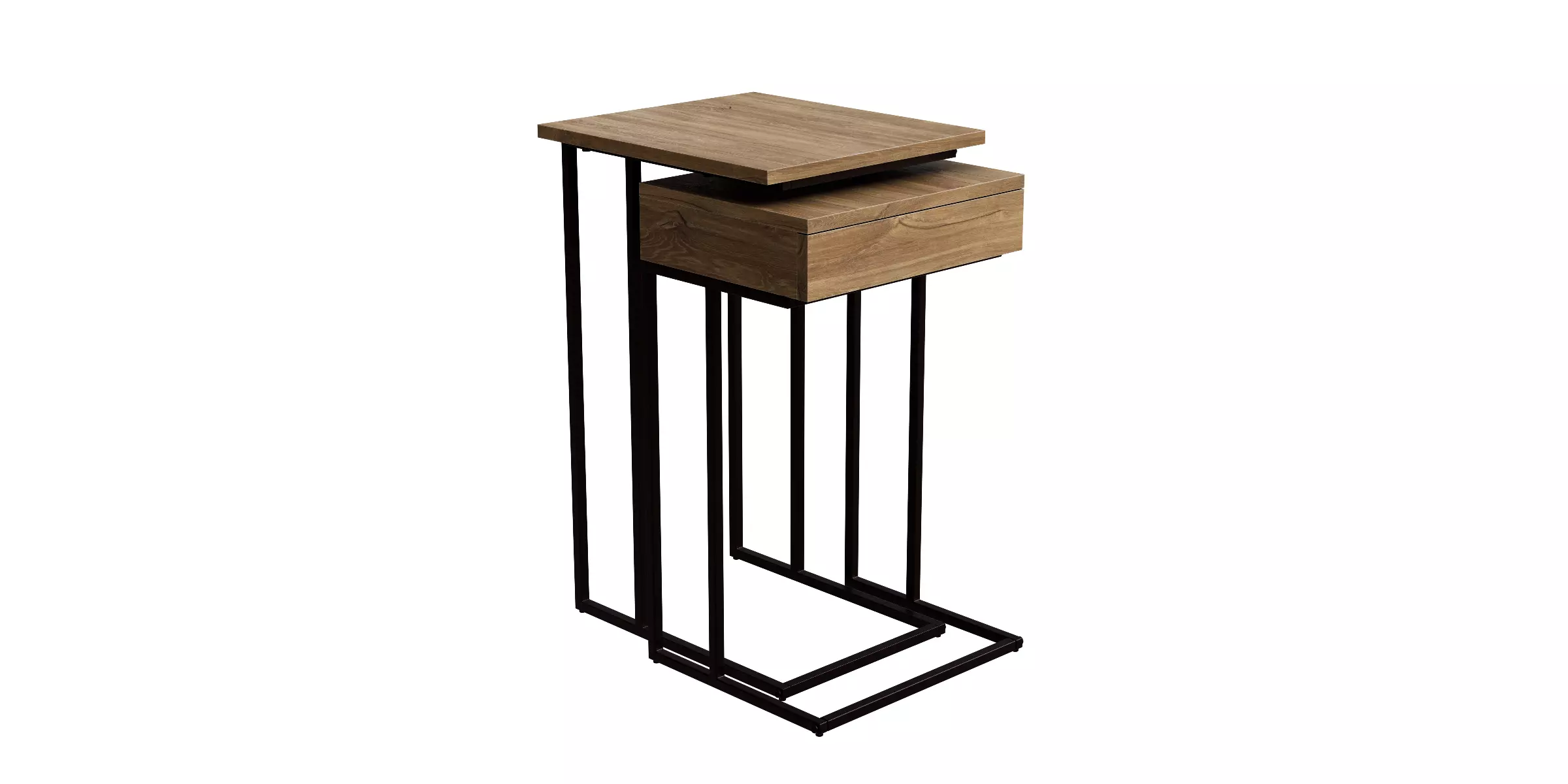 Oak Effect Nest Of Storage Tables Low-poly 3D model_0