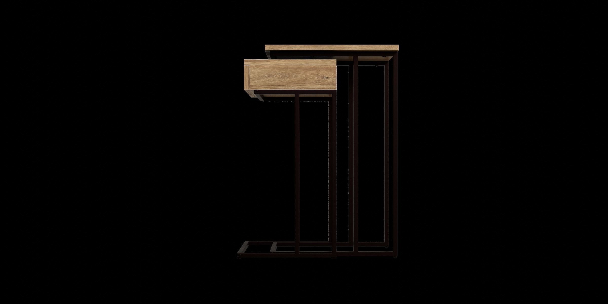 Oak Effect Nest Of Storage Tables Low-poly 3D model_8