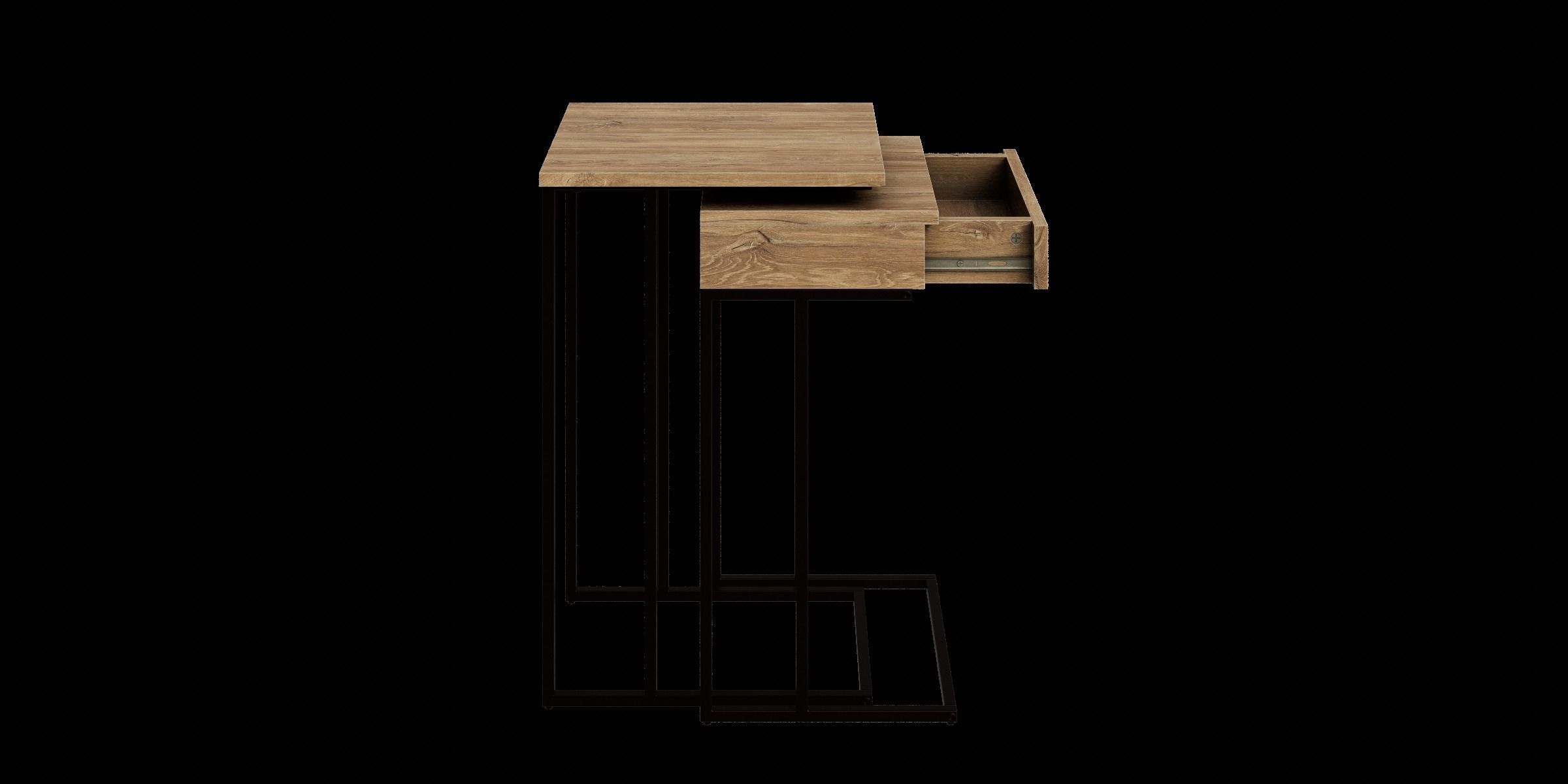 Oak Effect Nest Of Storage Tables Low-poly 3D model_10