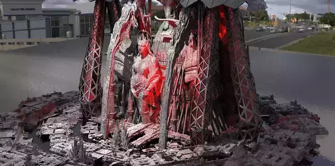 Dark cyberpunk Ruby cathedral