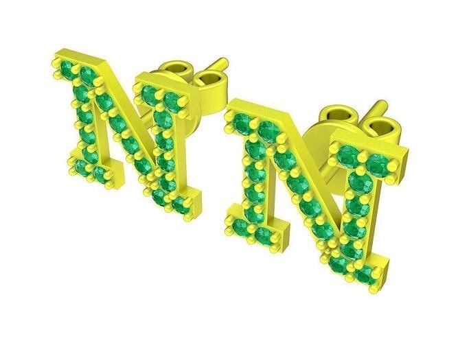 6100 N letter diamond earrings 3D print model