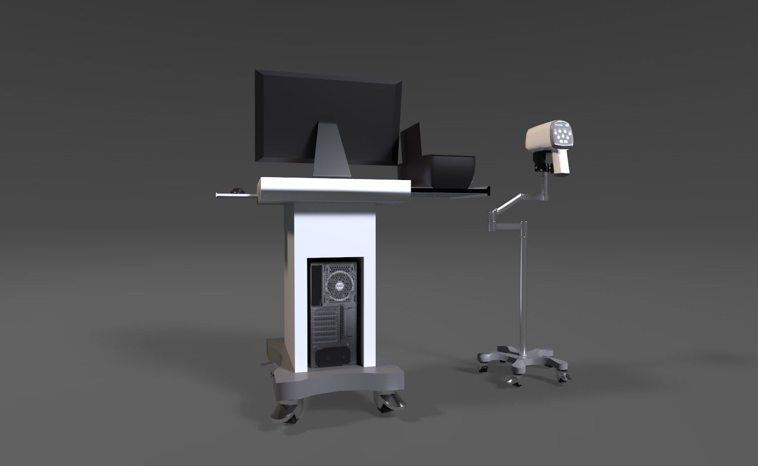 Colposcope camera and monitor Low-poly 3D model_2