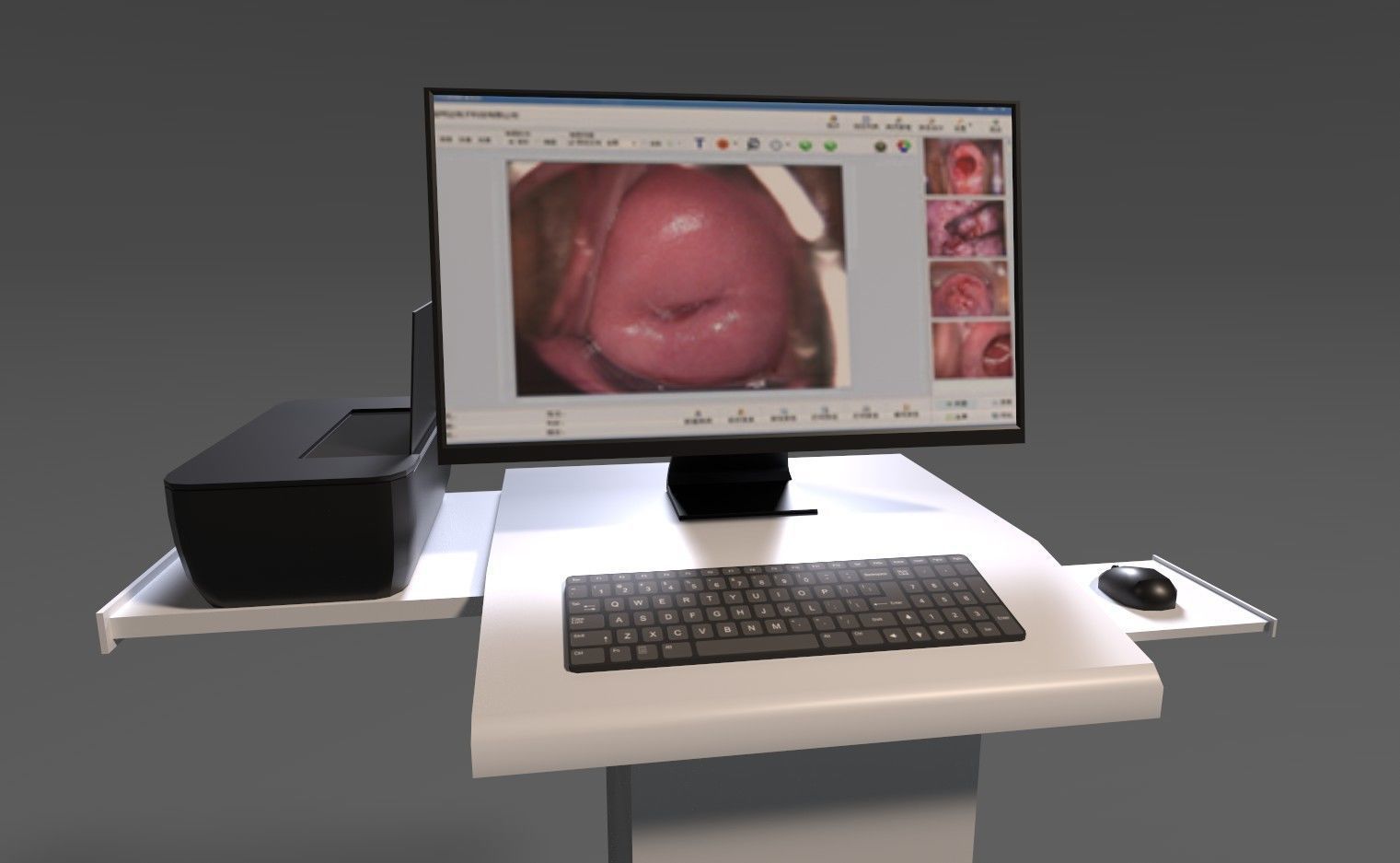Colposcope camera and monitor Low-poly 3D model_6