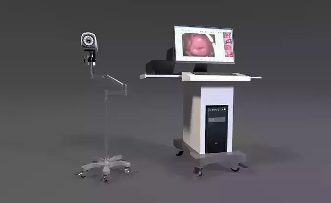 Colposcope camera and monitor Low-poly 3D model