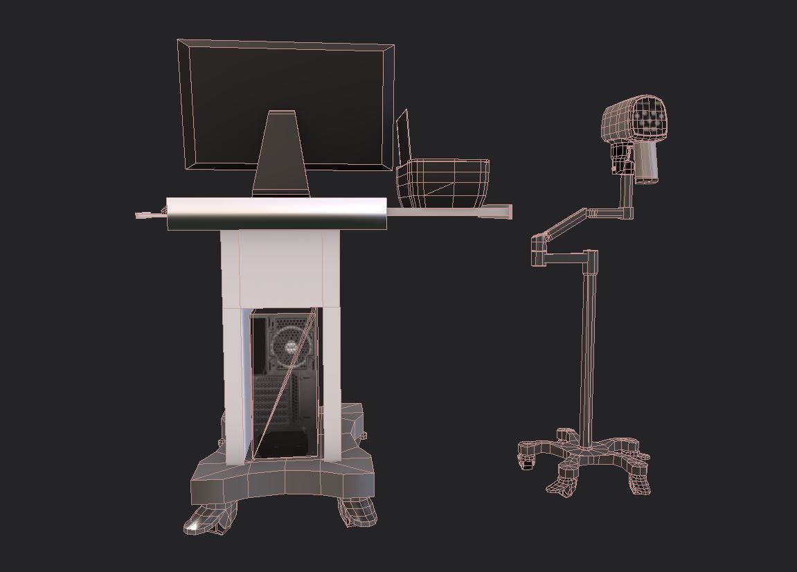 Colposcope camera and monitor Low-poly 3D model_8