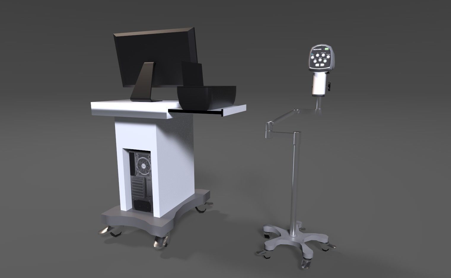 Colposcope camera and monitor Low-poly 3D model_3