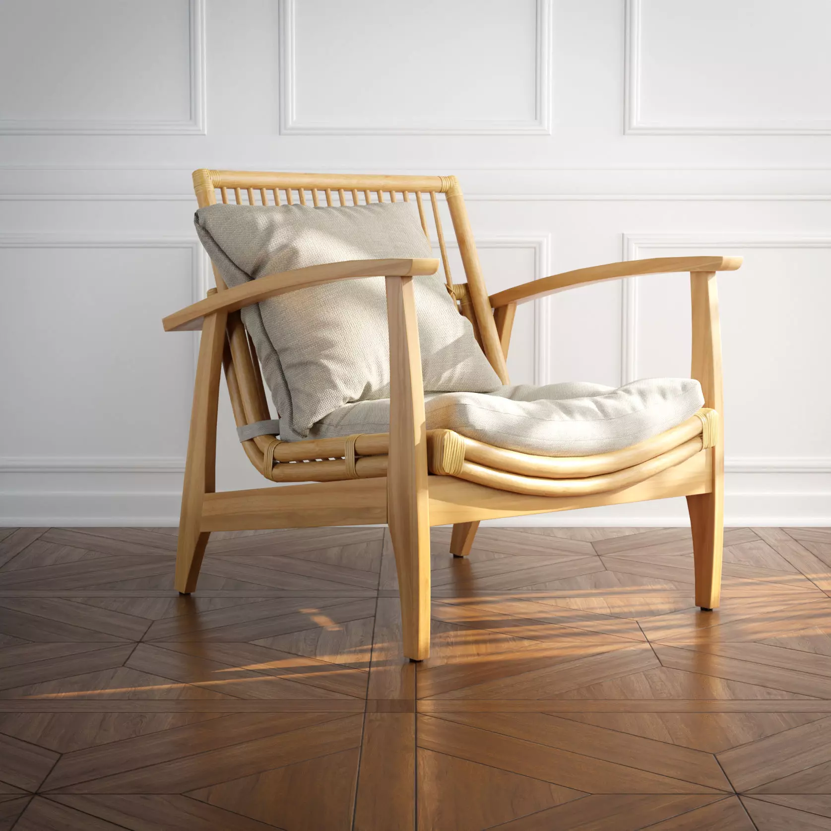 Rattan Lounge Chair 3D model_0
