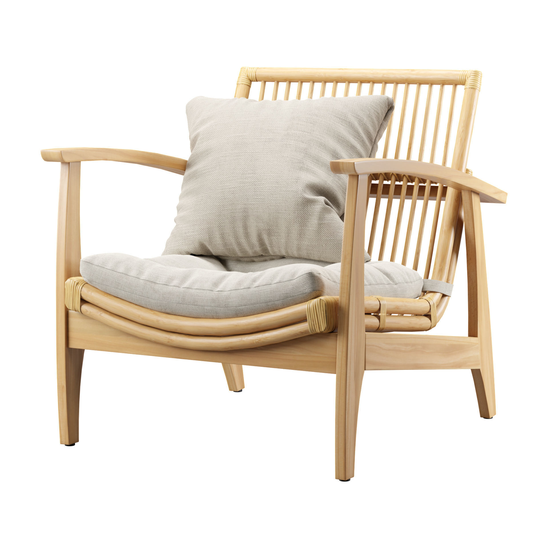 Rattan Lounge Chair 3D model_2