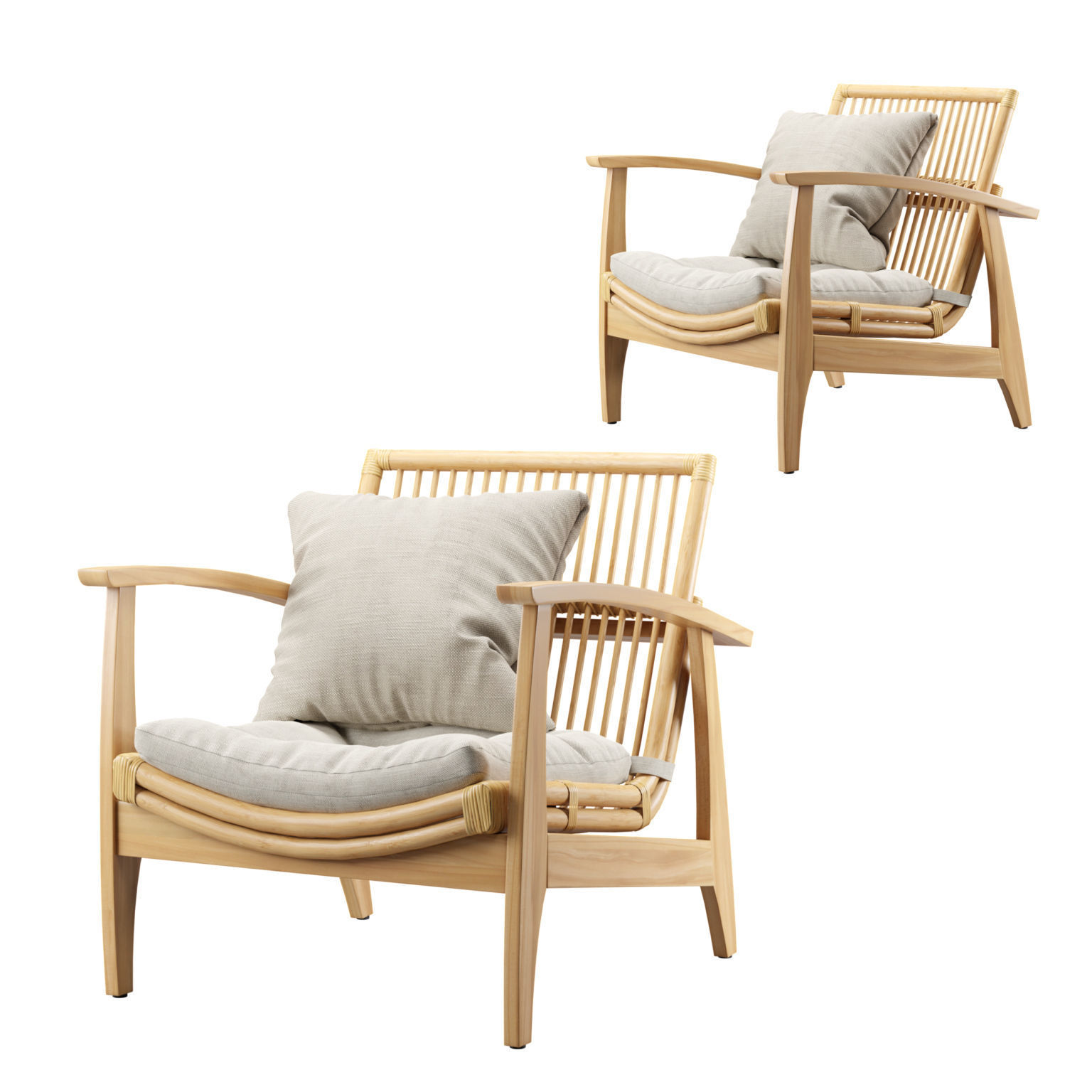 Rattan Lounge Chair 3D model_1