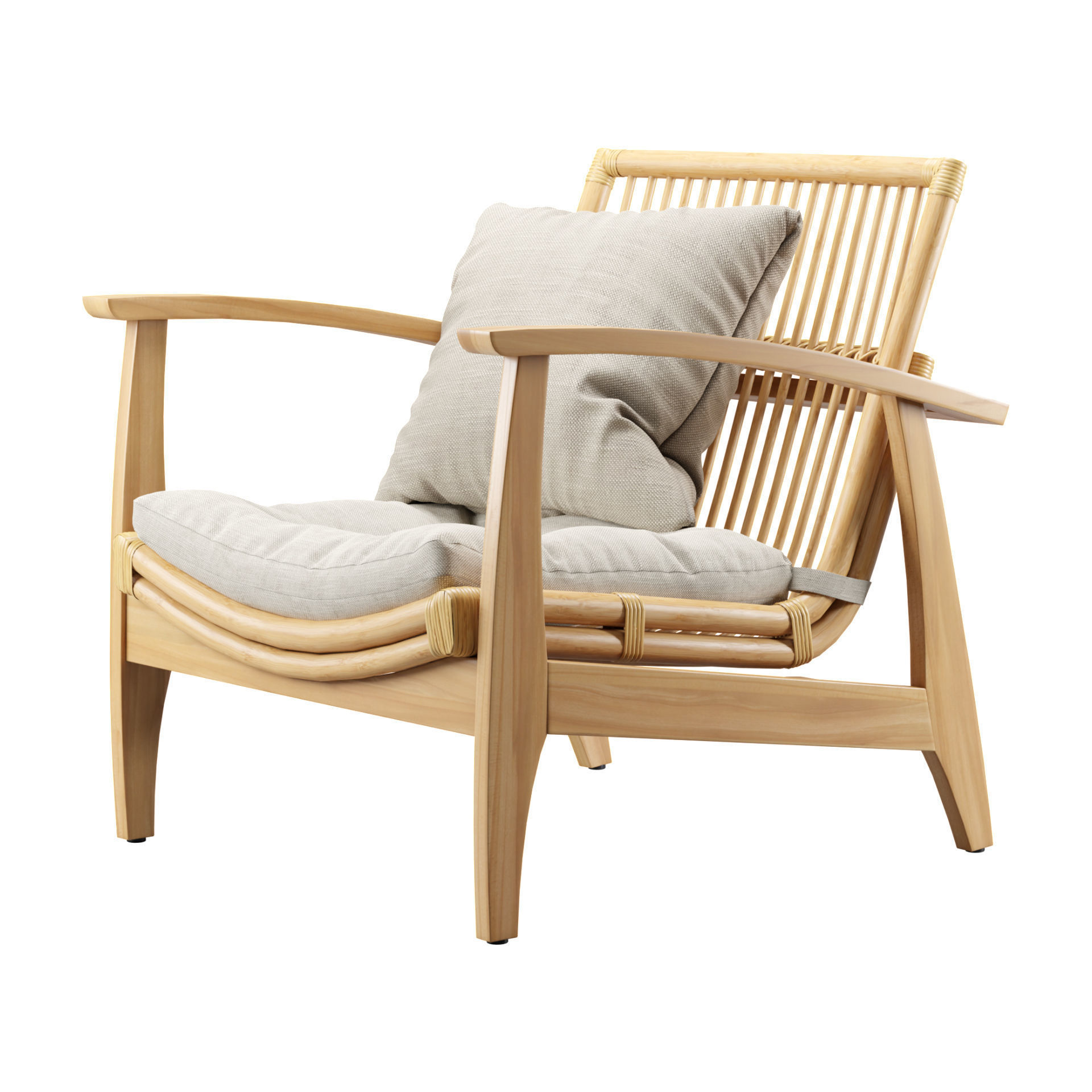 Rattan Lounge Chair 3D model_12