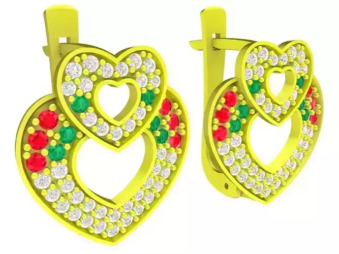 6111 Heart in Heart Diamond Earrings