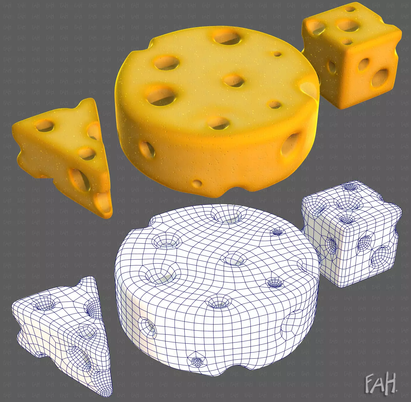 Cheese V01 Low-poly 3D model_0