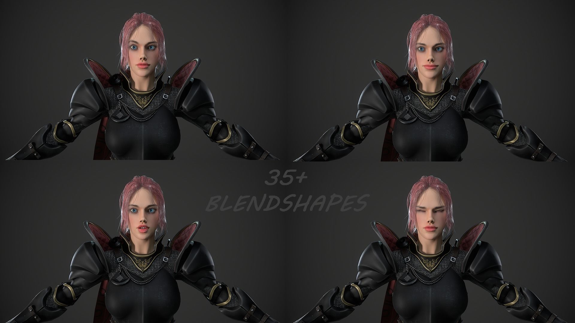 Warrior Girl - Game Ready Low-poly 3D model Low-poly 3D model_6