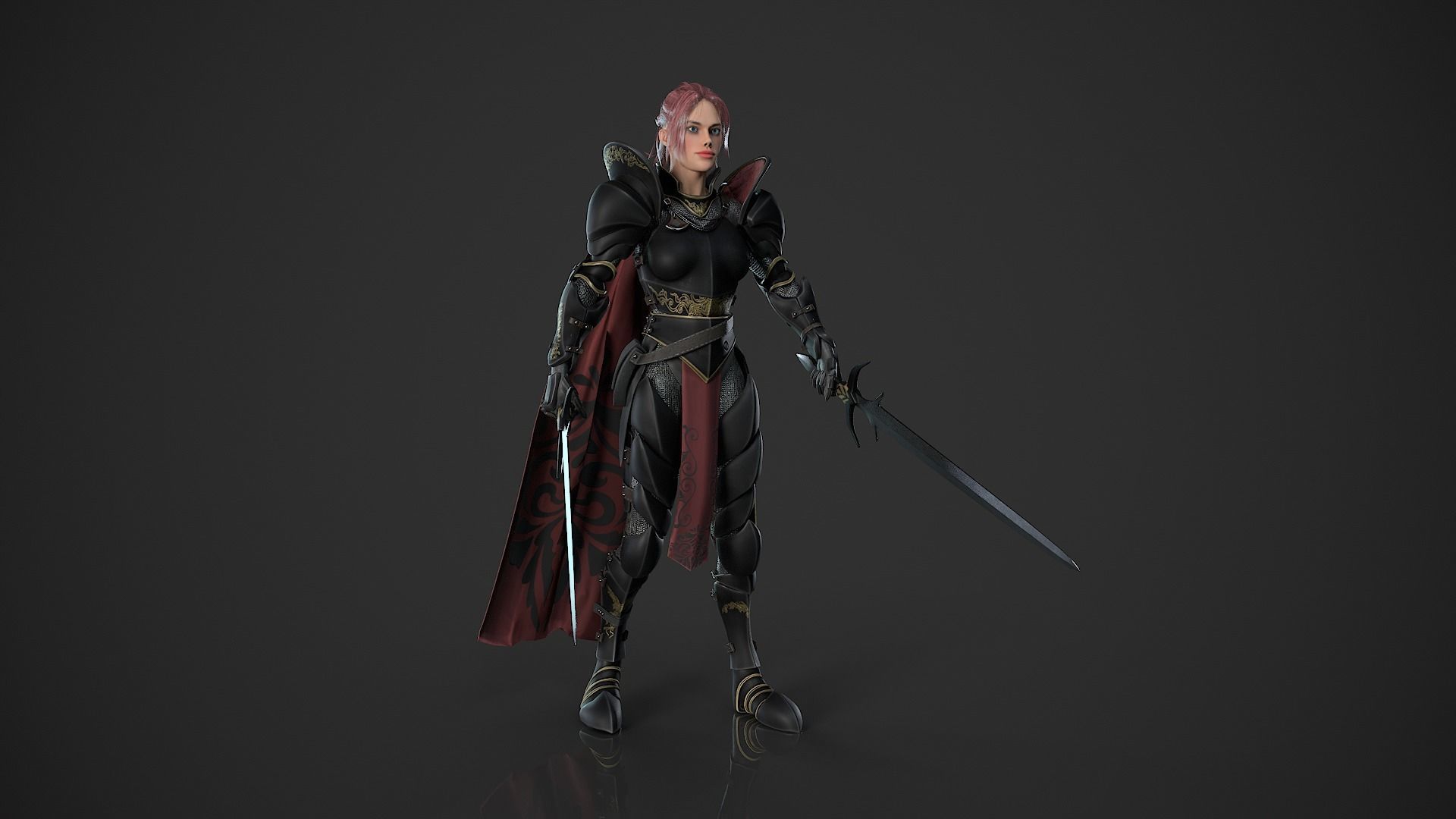 Warrior Girl - Game Ready Low-poly 3D model Low-poly 3D model_2