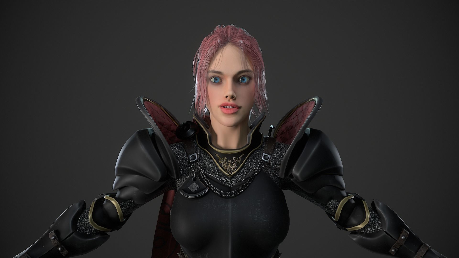 Warrior Girl - Game Ready Low-poly 3D model Low-poly 3D model_24