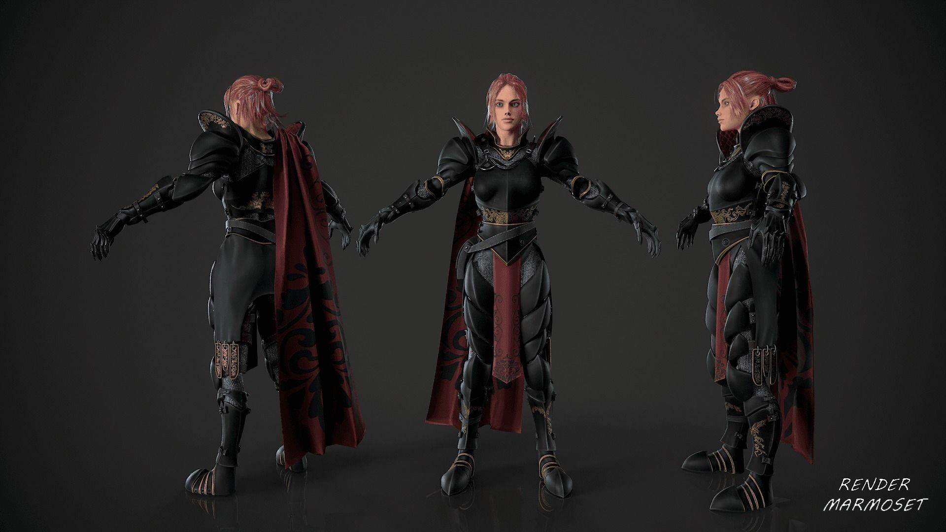 Warrior Girl - Game Ready Low-poly 3D model Low-poly 3D model_4