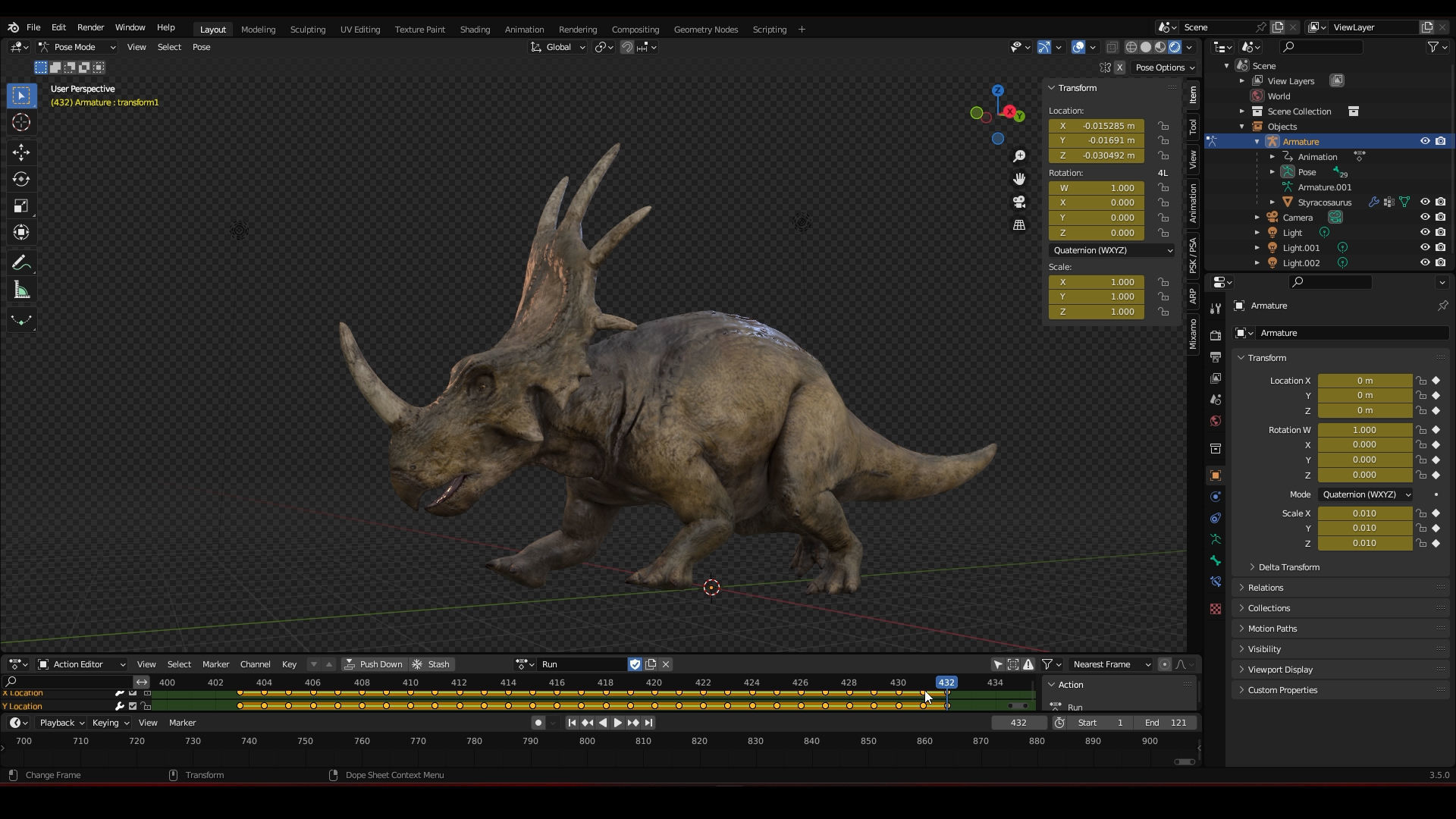 Styracosaurus - Styraco Dinosaur Low-poly 3D model_9
