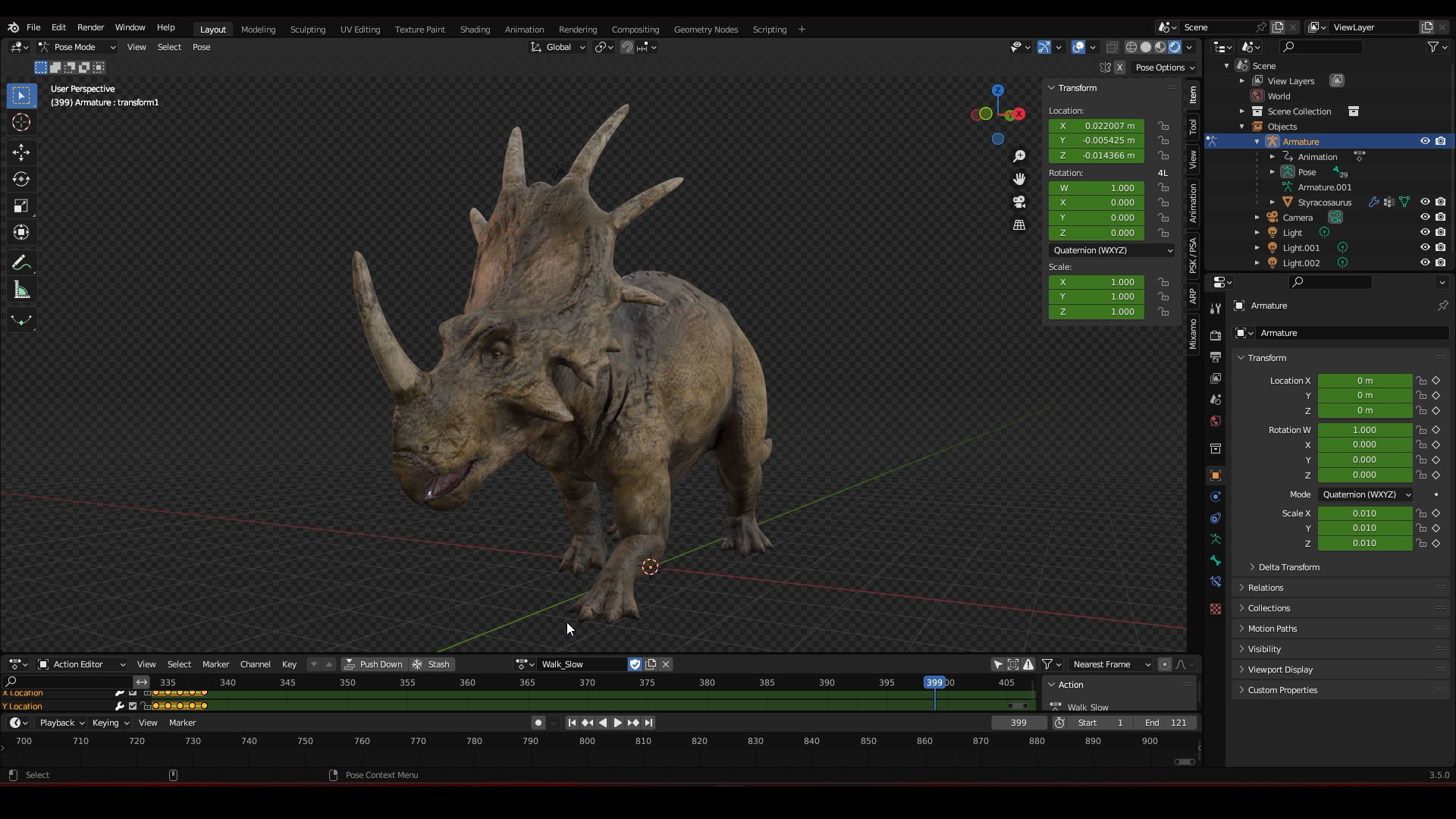 Styracosaurus - Styraco Dinosaur Low-poly 3D model_20