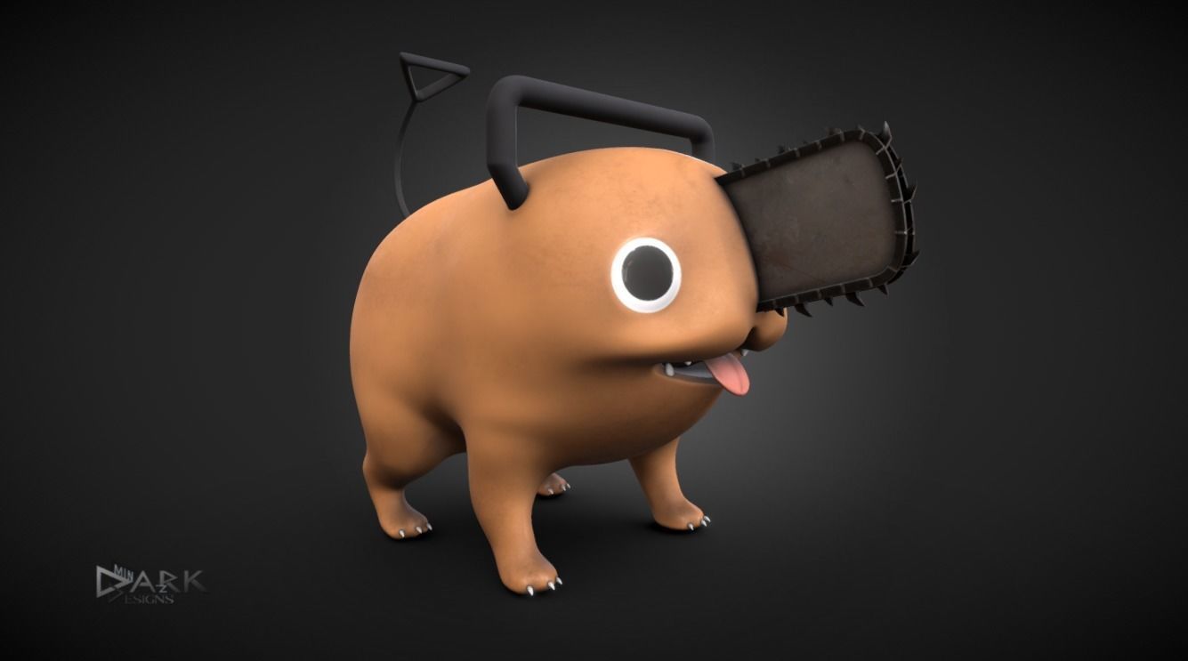Pochita Low-poly 3D model_1