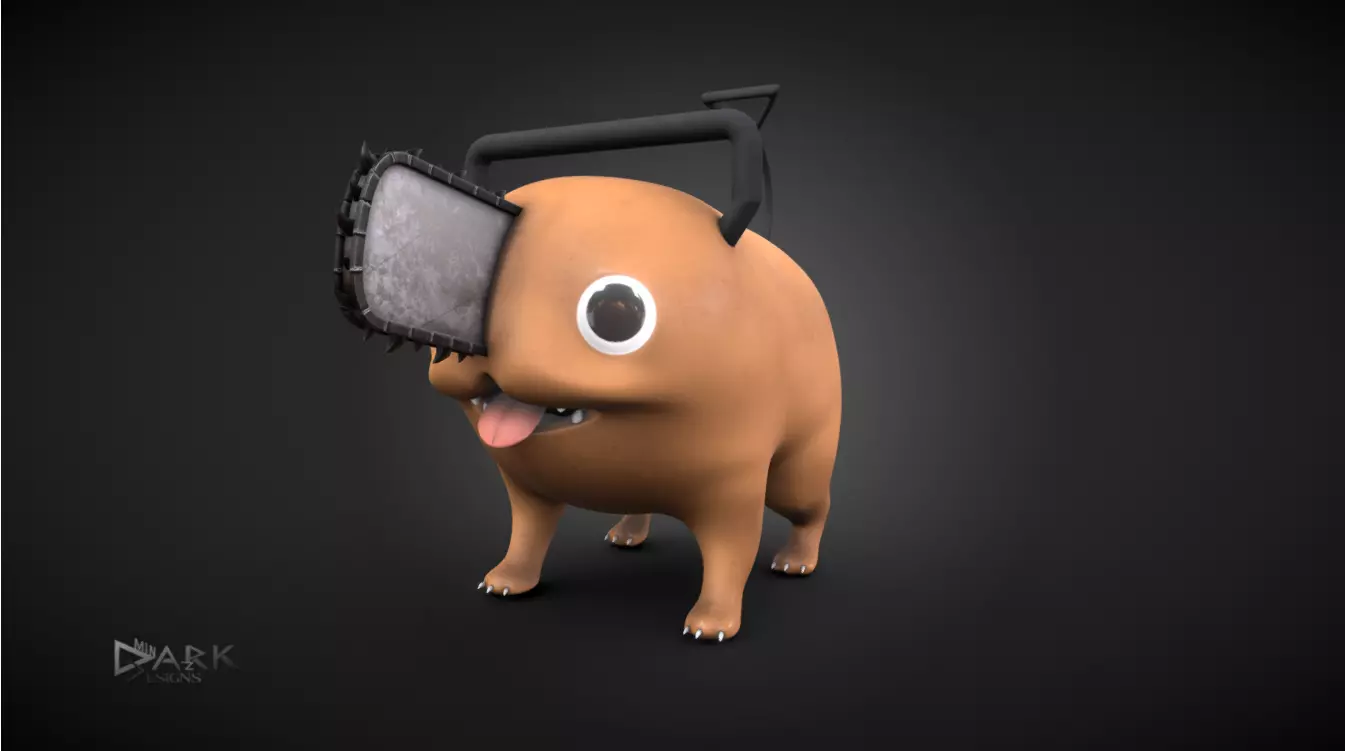 Pochita Low-poly 3D model_0