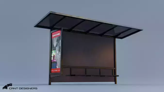 Bus Stop PBR Low Poly 3D Model