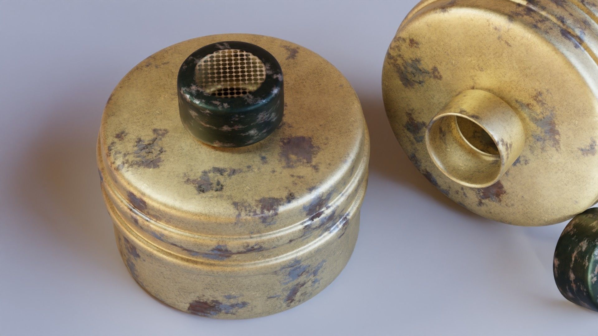 Gold gas face mask filter Low-poly 3D model_3