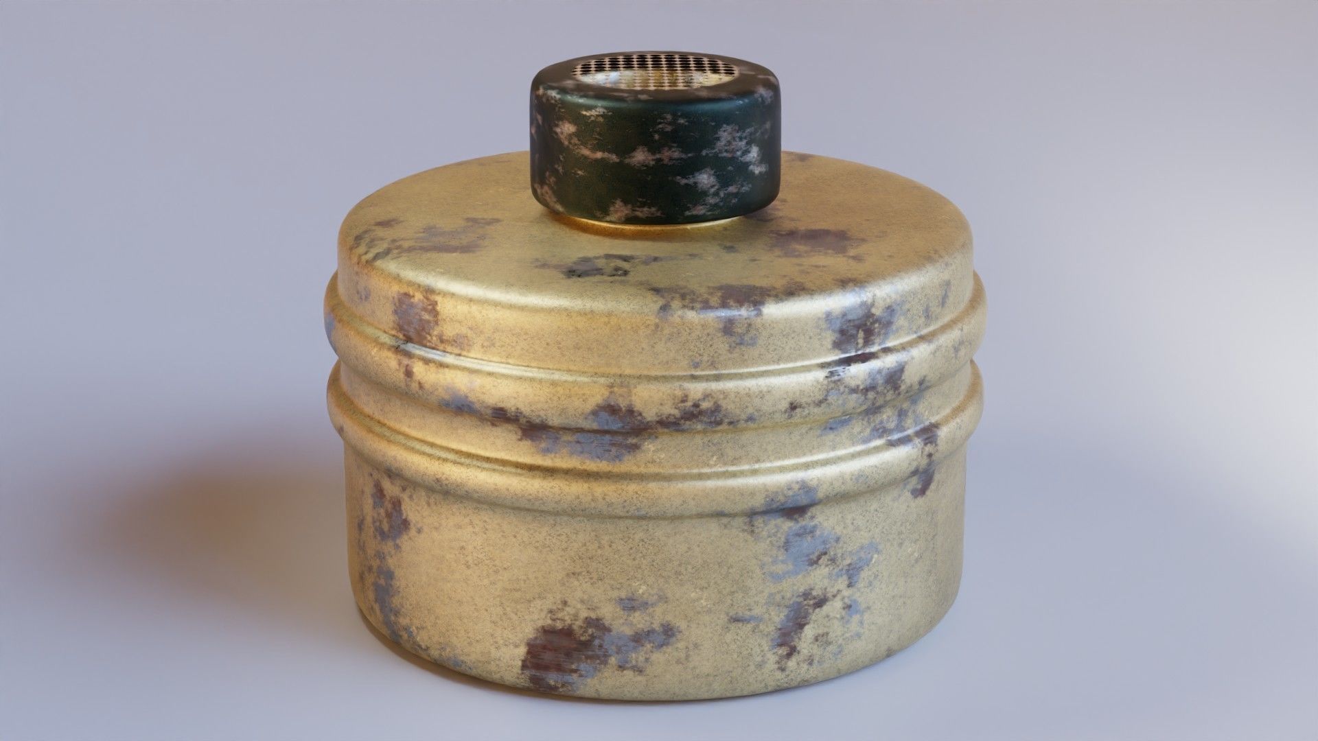 Gold gas face mask filter Low-poly 3D model_1