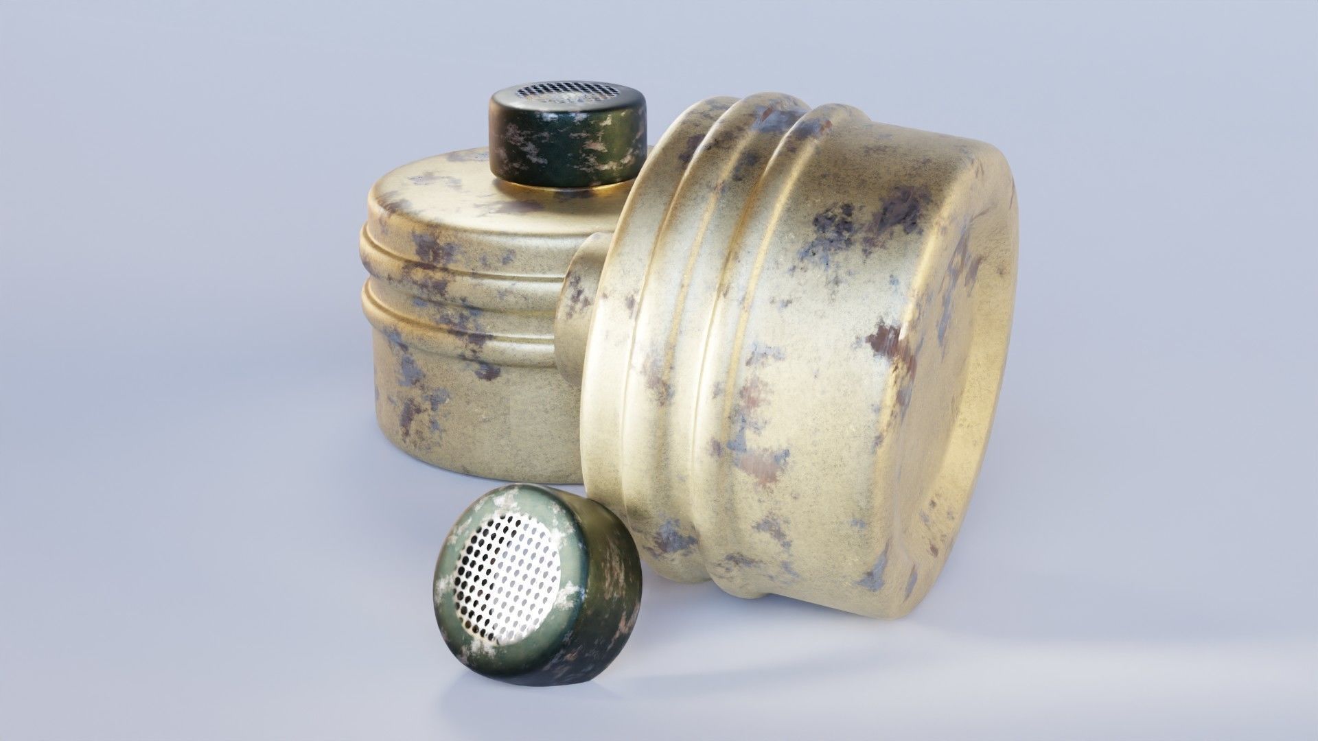 Gold gas face mask filter Low-poly 3D model_5