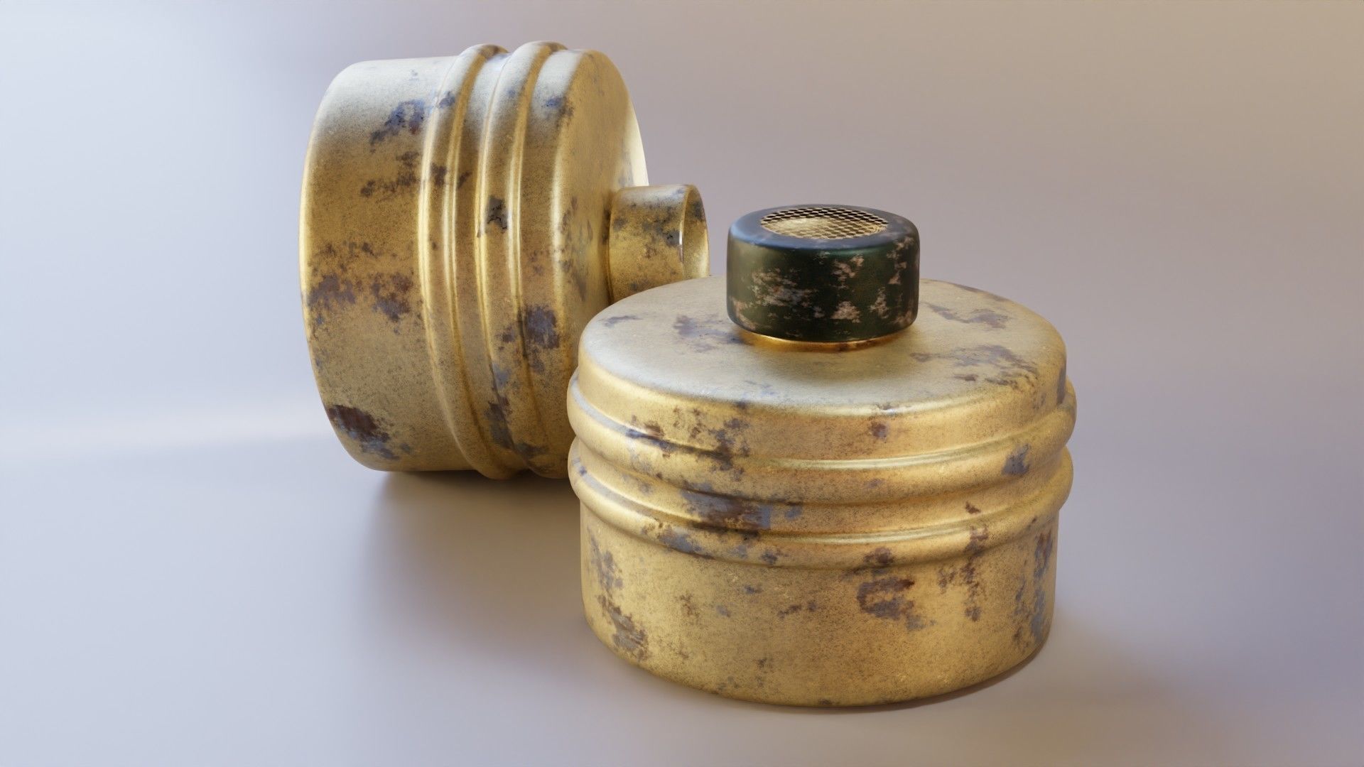 Gold gas face mask filter Low-poly 3D model_4