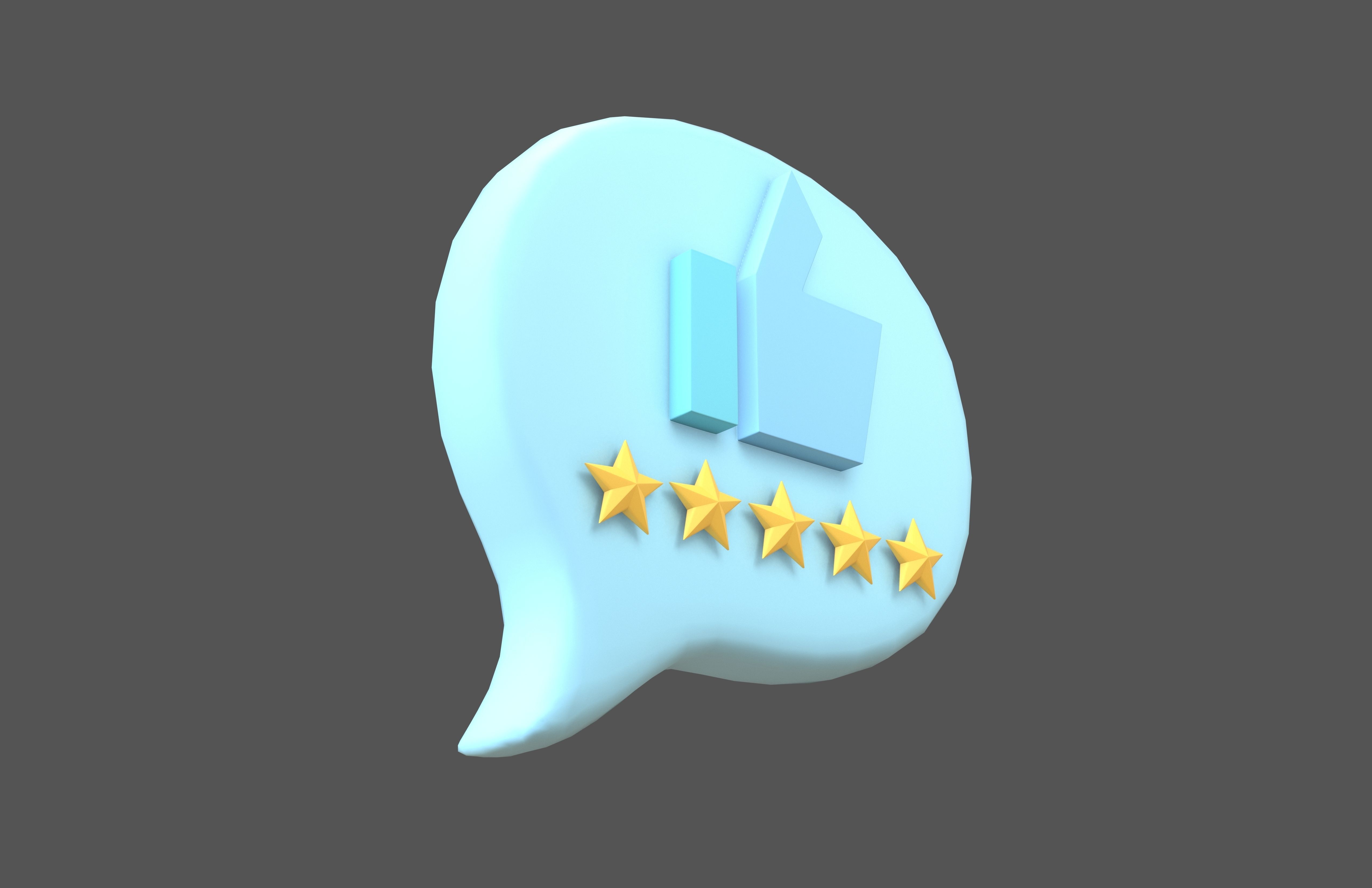 Rating Five Star Bubble Icon V1 004 Low-poly 3D model_3