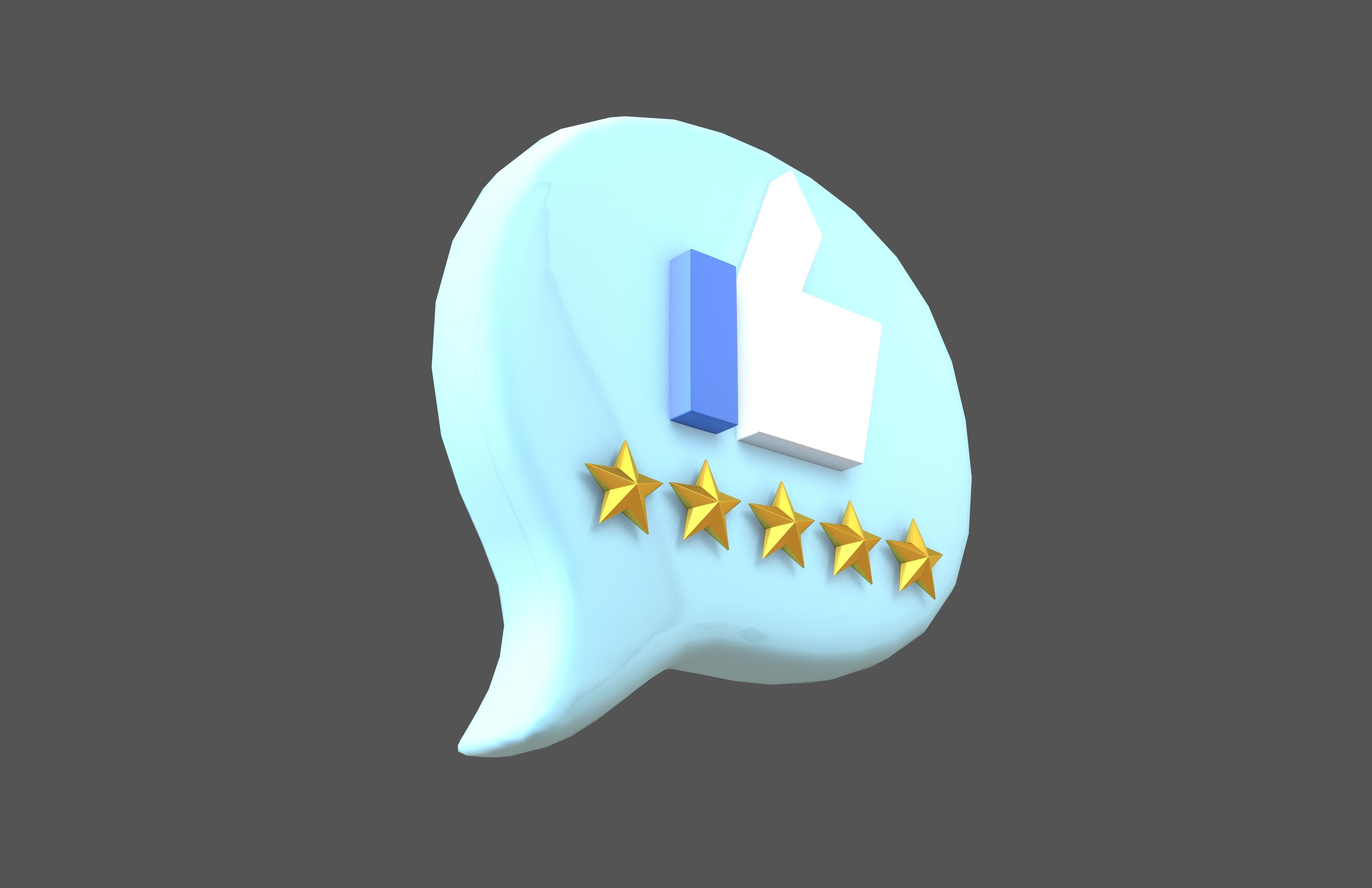 Rating Five Star Bubble Icon V1 007 Low-poly 3D model_2