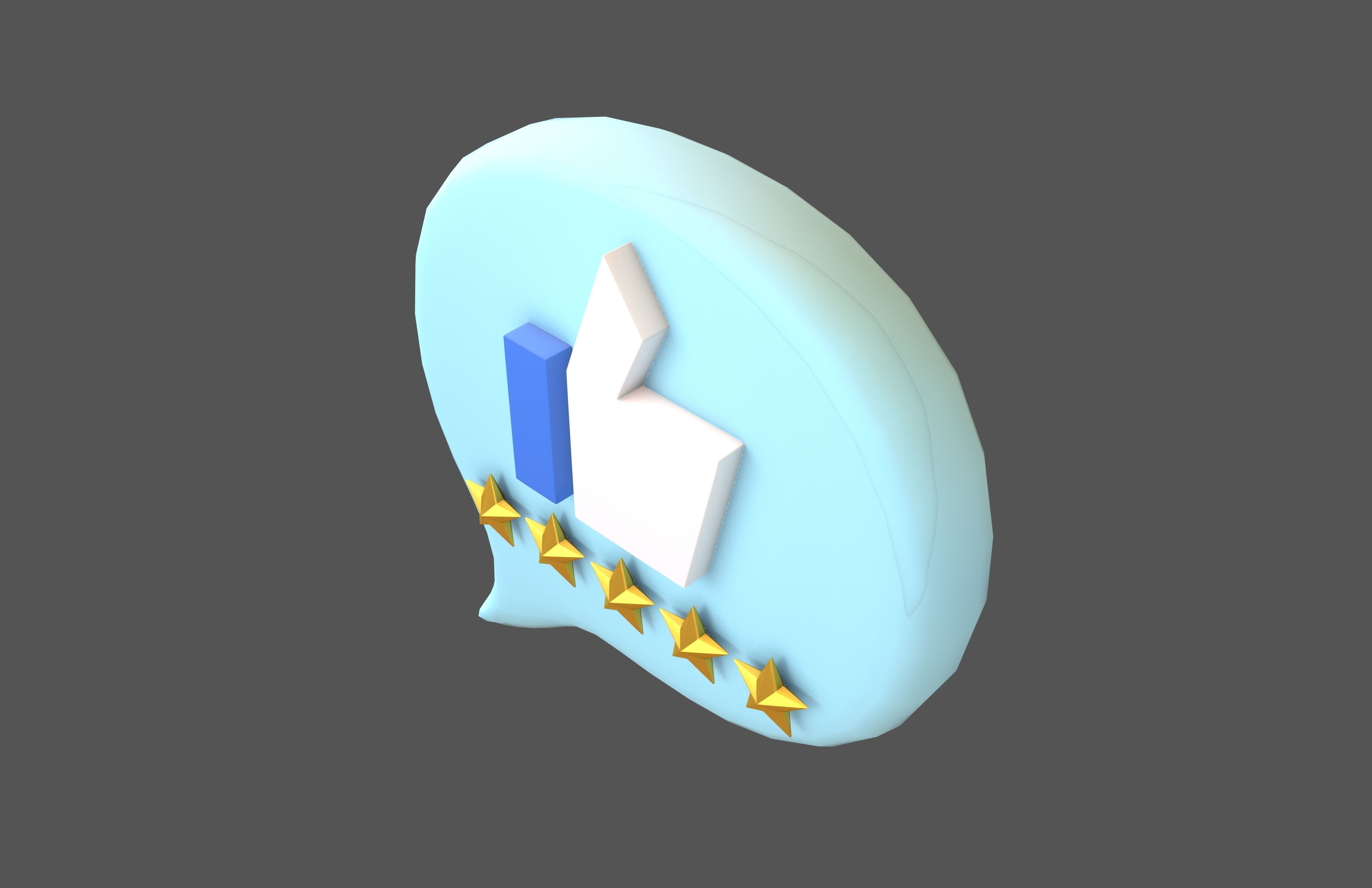 Rating Five Star Bubble Icon V1 007 Low-poly 3D model_3