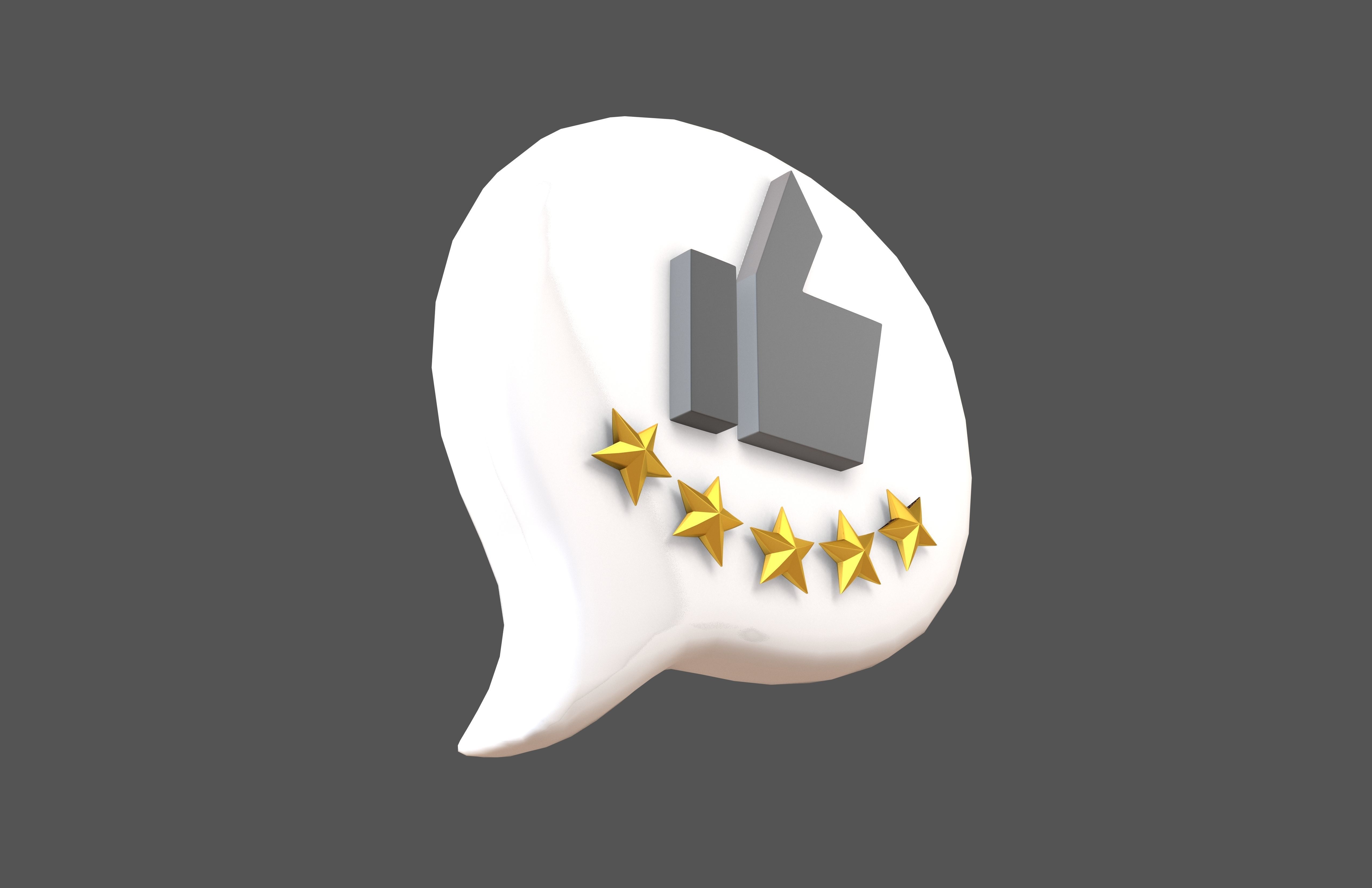 Rating Five Star Bubble Icon V2 006 Low-poly 3D model_3