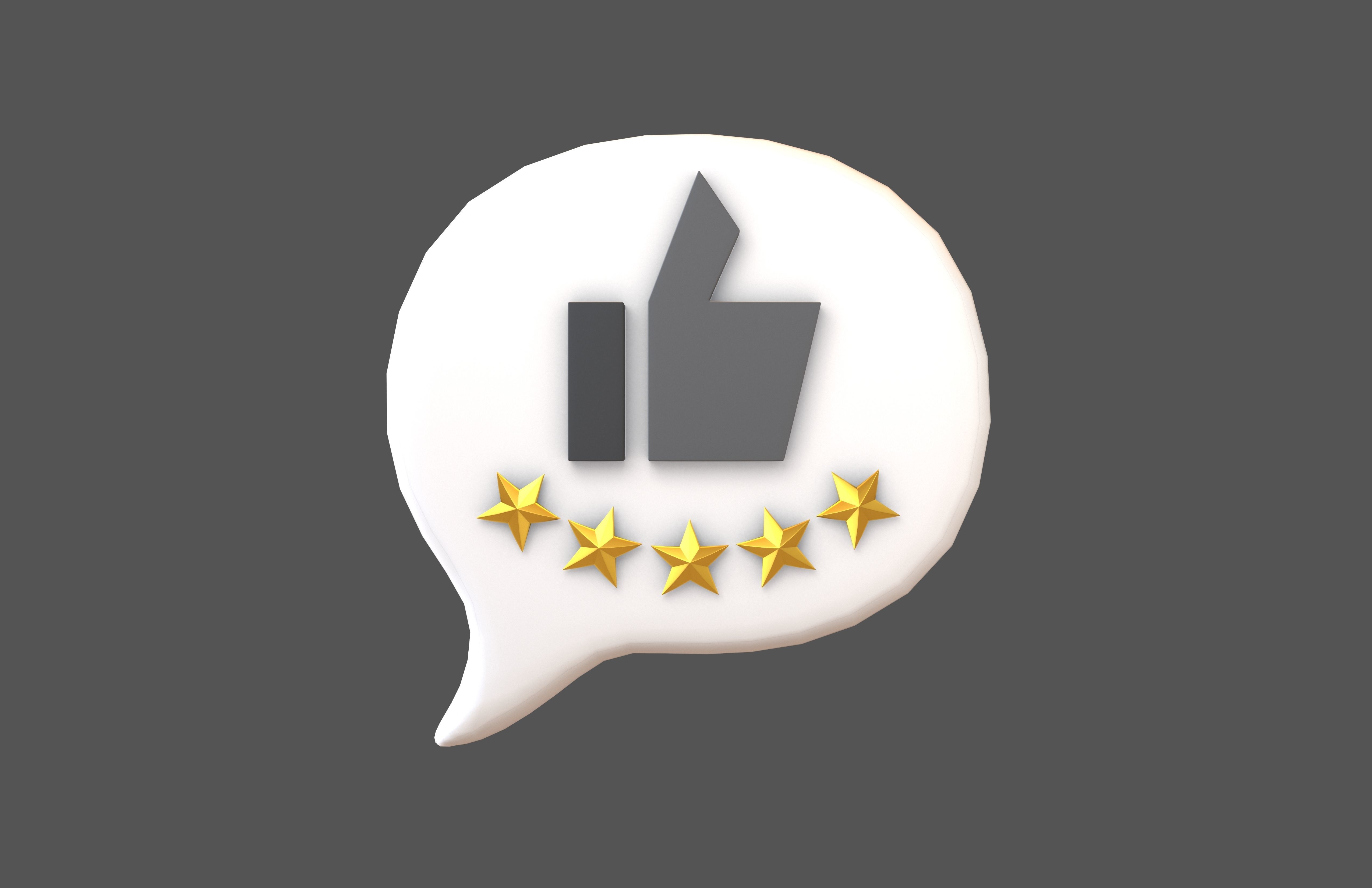 Rating Five Star Bubble Icon V2 006 Low-poly 3D model_1