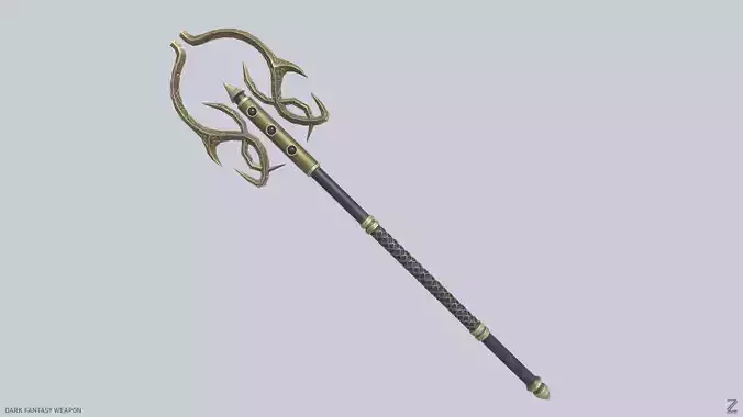Dark fantasy weapon Low-poly 3D model