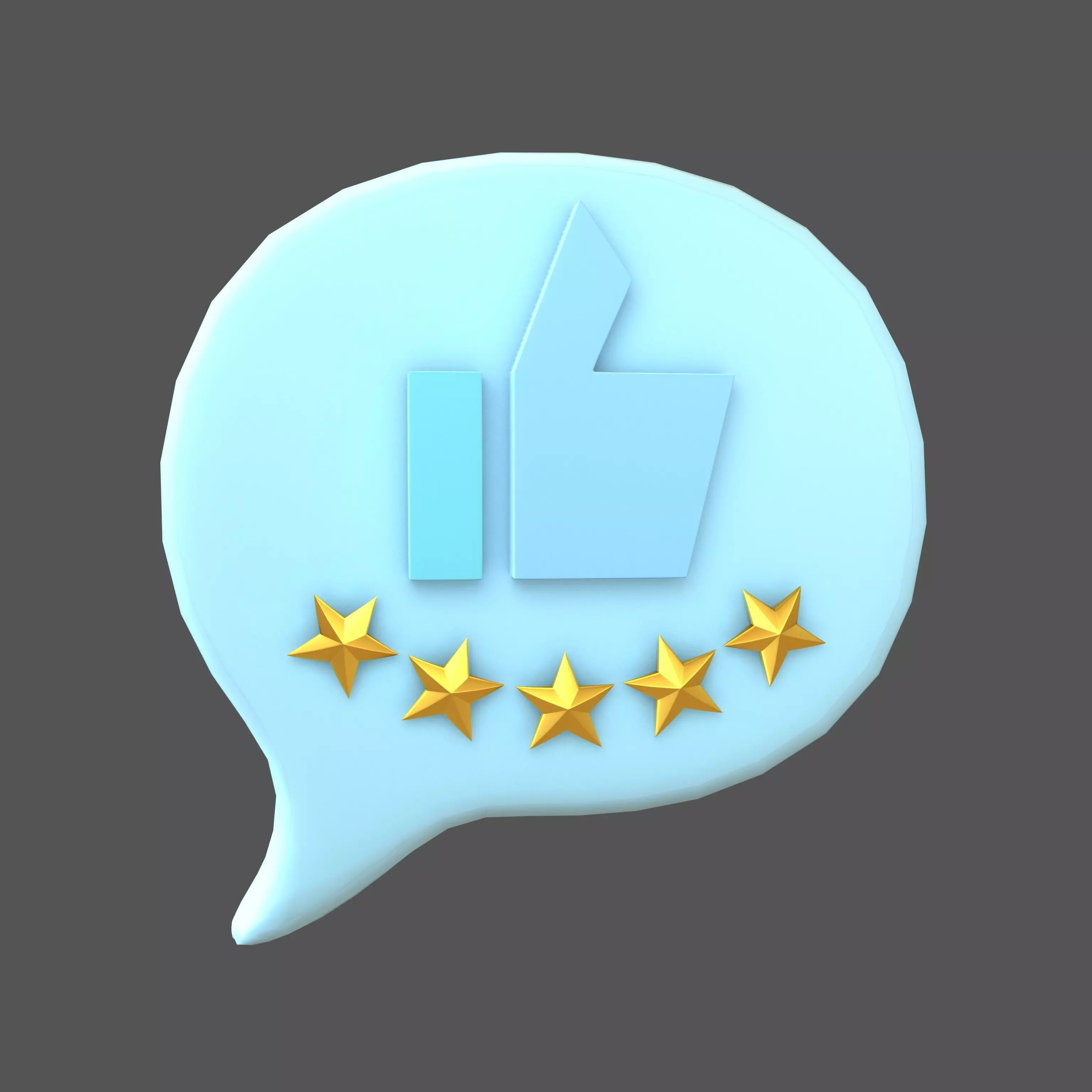 Rating Five Star Bubble Icon V2 008 Low-poly 3D model_0