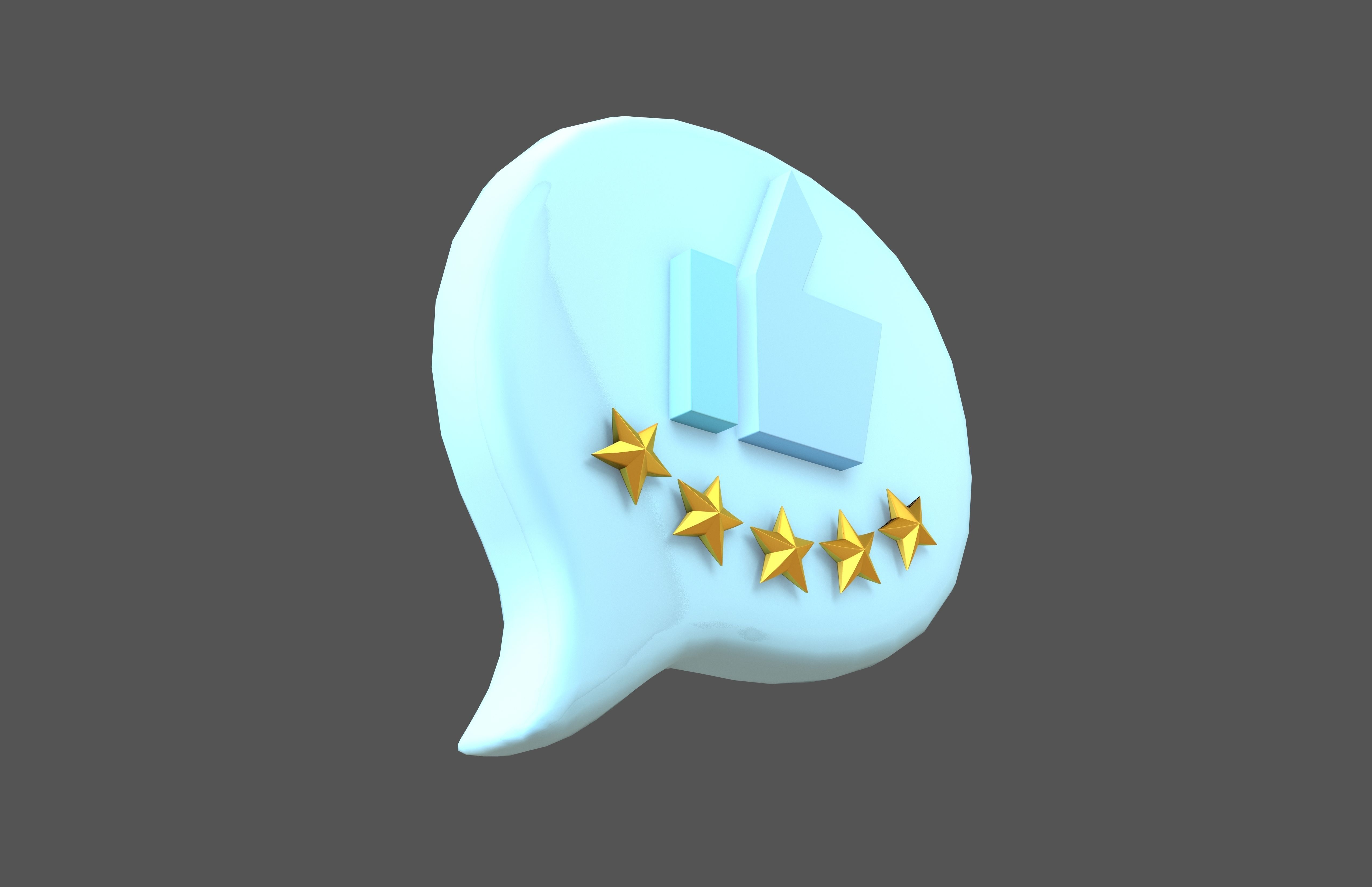 Rating Five Star Bubble Icon V2 008 Low-poly 3D model_3