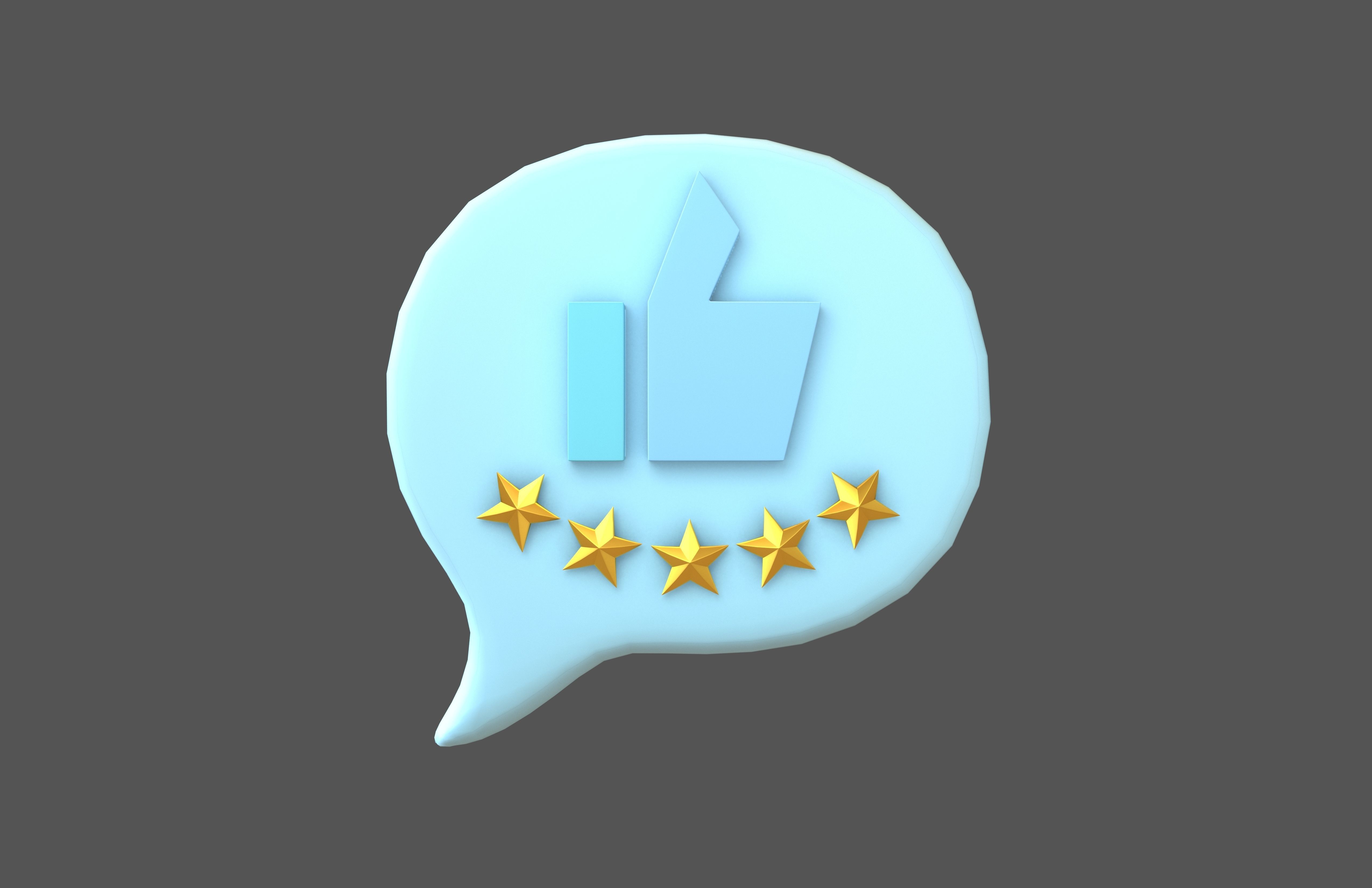 Rating Five Star Bubble Icon V2 008 Low-poly 3D model_2