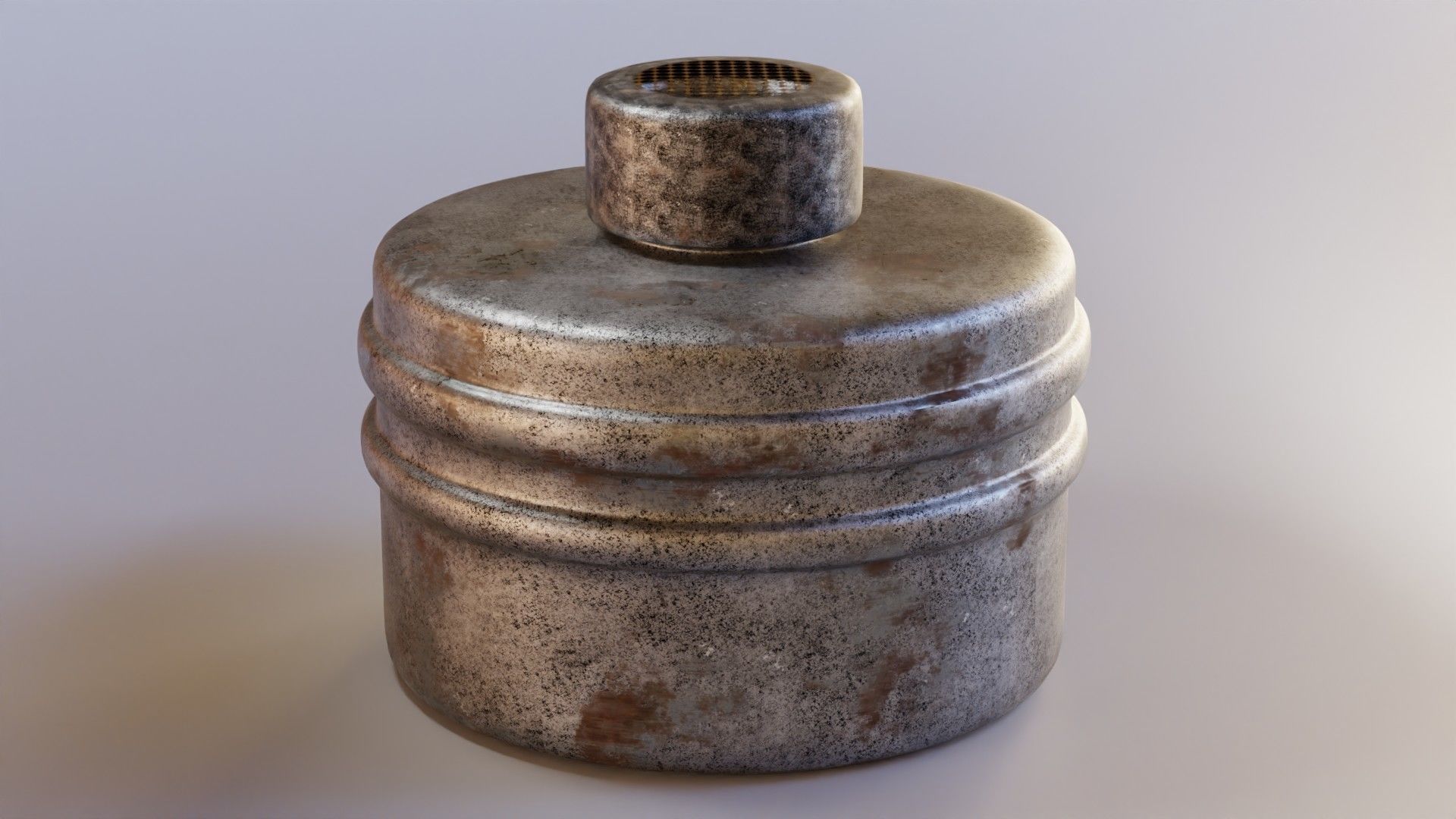 Gray gas face mask filter Low-poly 3D model_2