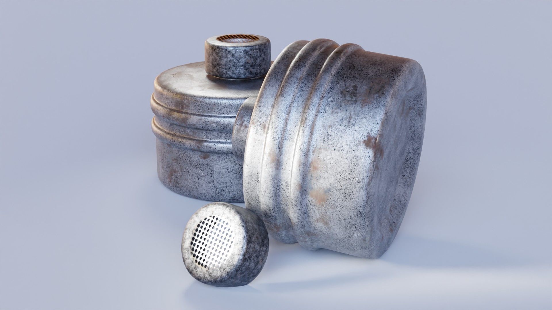 Gray gas face mask filter Low-poly 3D model_5