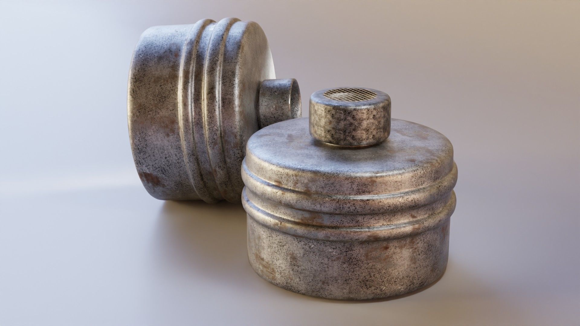 Gray gas face mask filter Low-poly 3D model_3