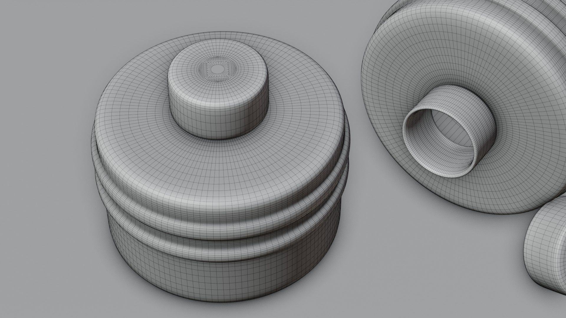 Gray gas face mask filter Low-poly 3D model_9