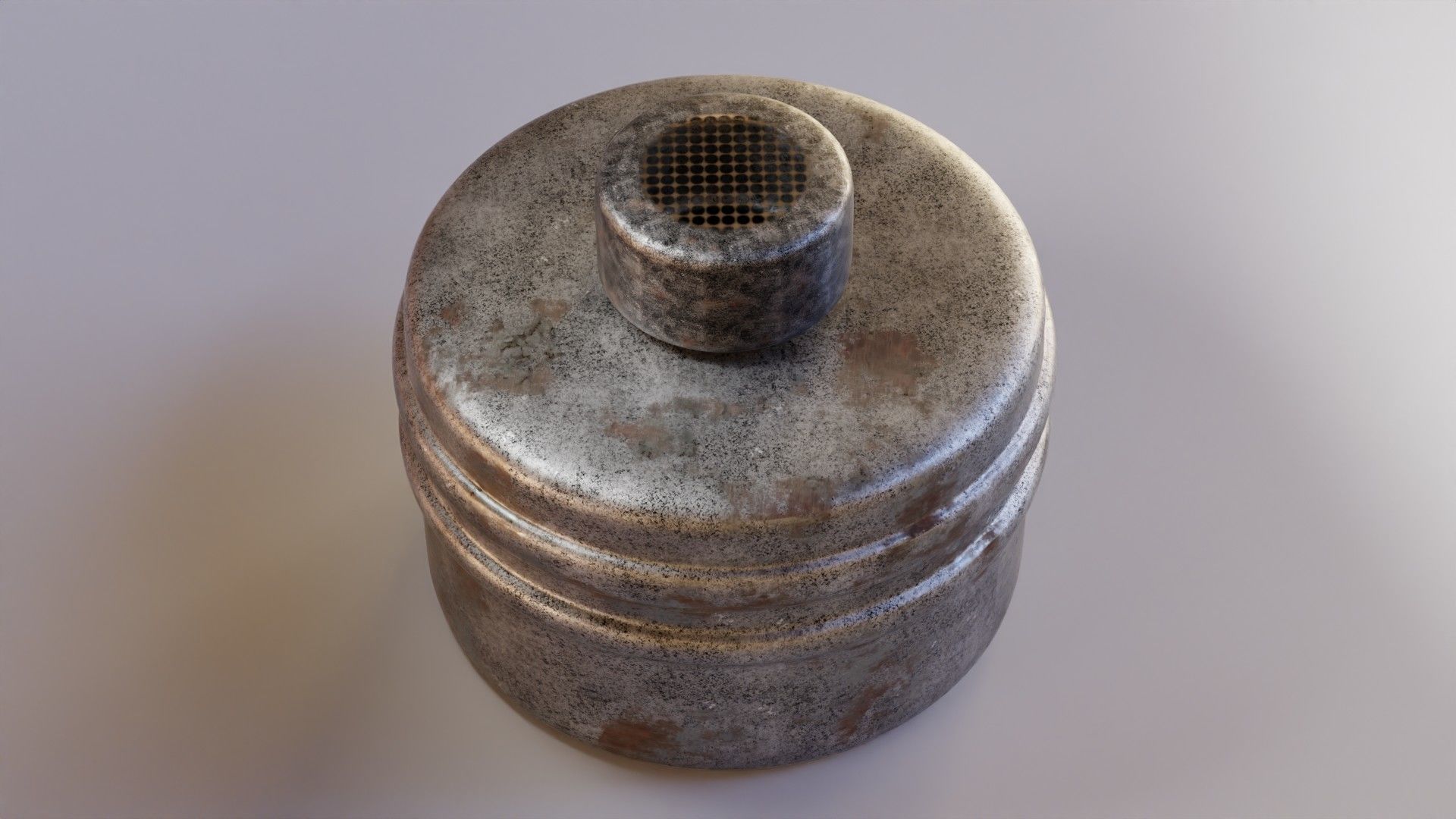 Gray gas face mask filter Low-poly 3D model_1