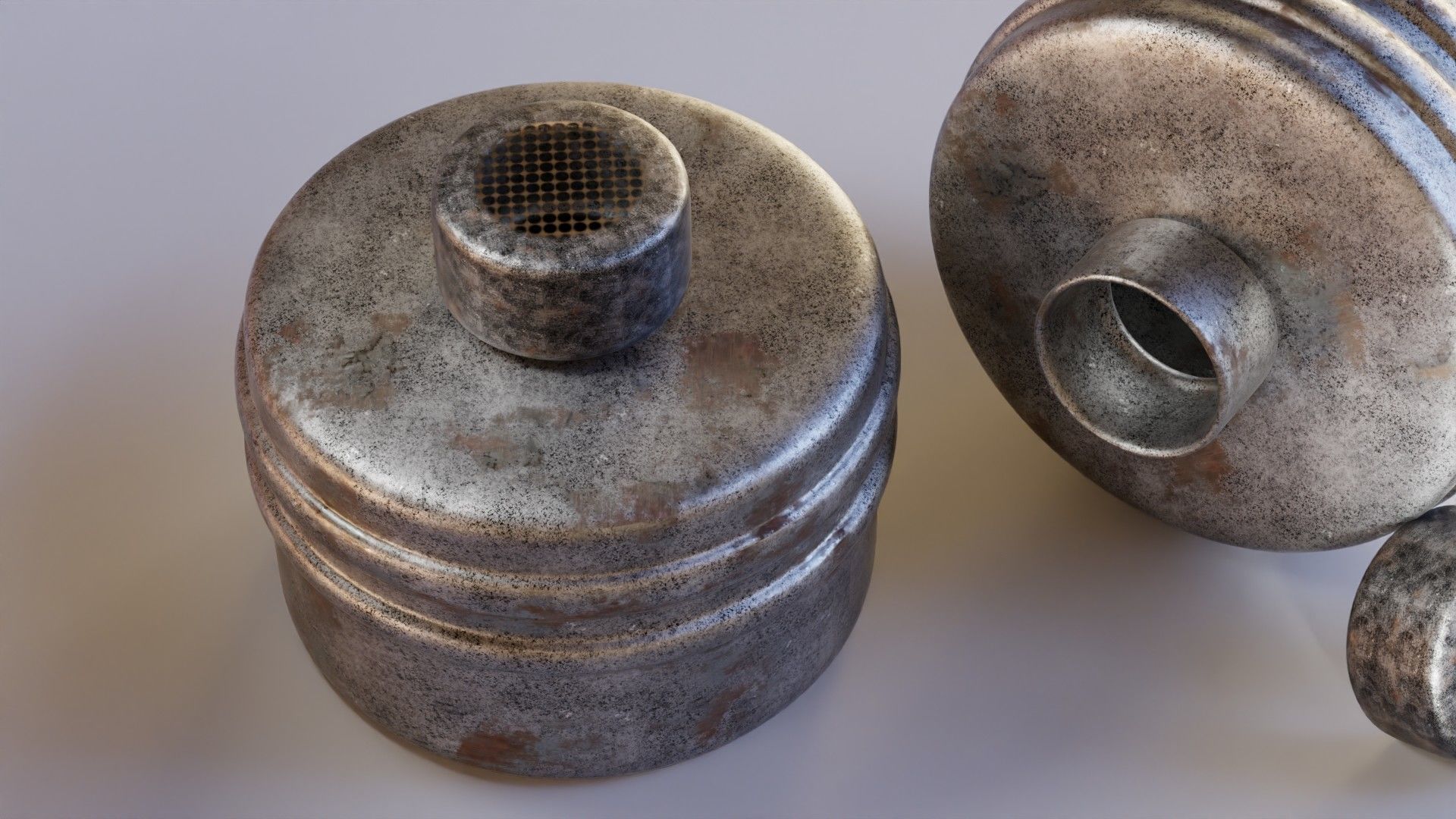 Gray gas face mask filter Low-poly 3D model_4