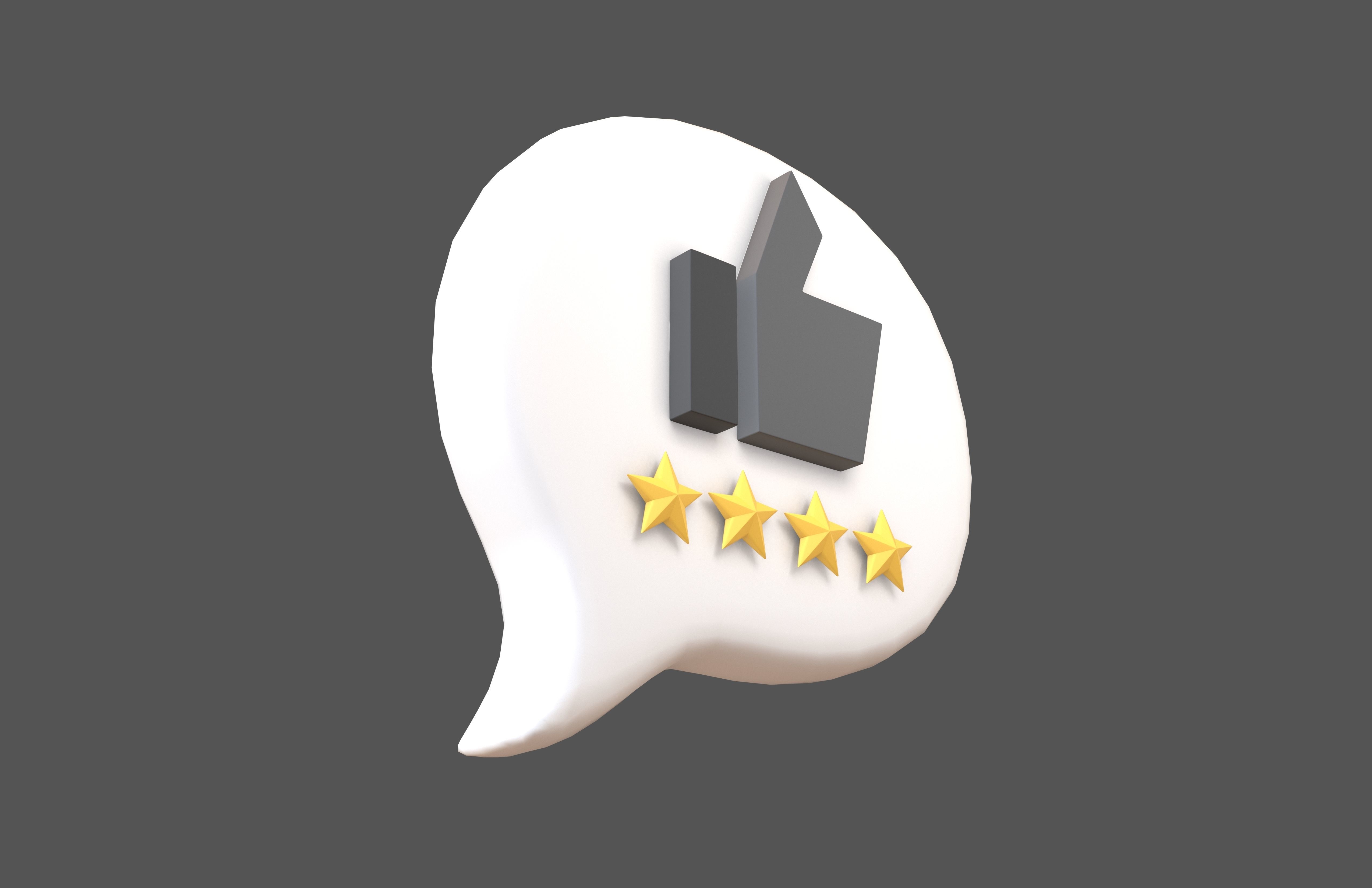Rating Four Star Bubble Icon V1 002 Low-poly 3D model_2