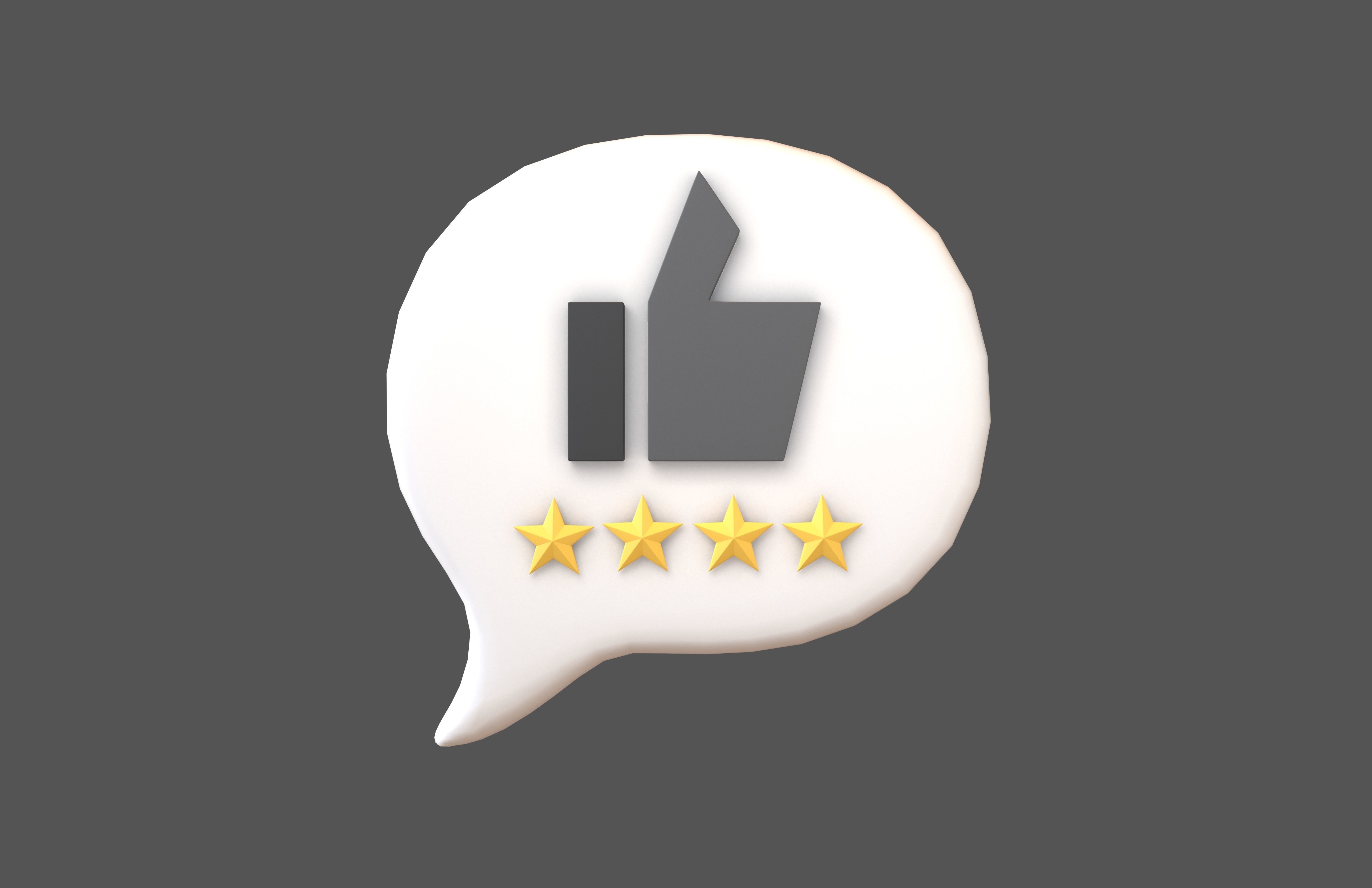 Rating Four Star Bubble Icon V1 002 Low-poly 3D model_3