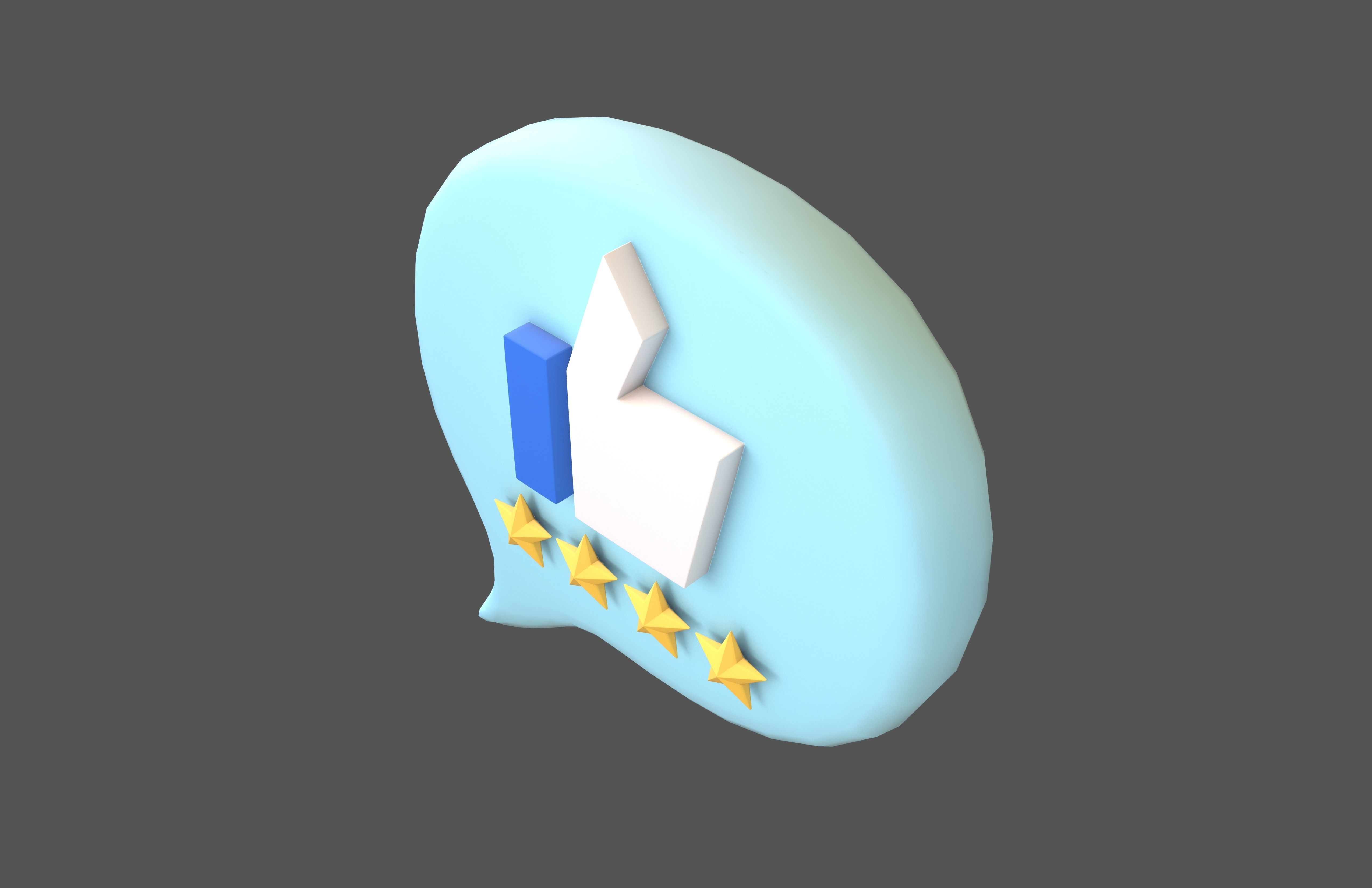 Rating Four Star Bubble Icon V1 003 Low-poly 3D model_1
