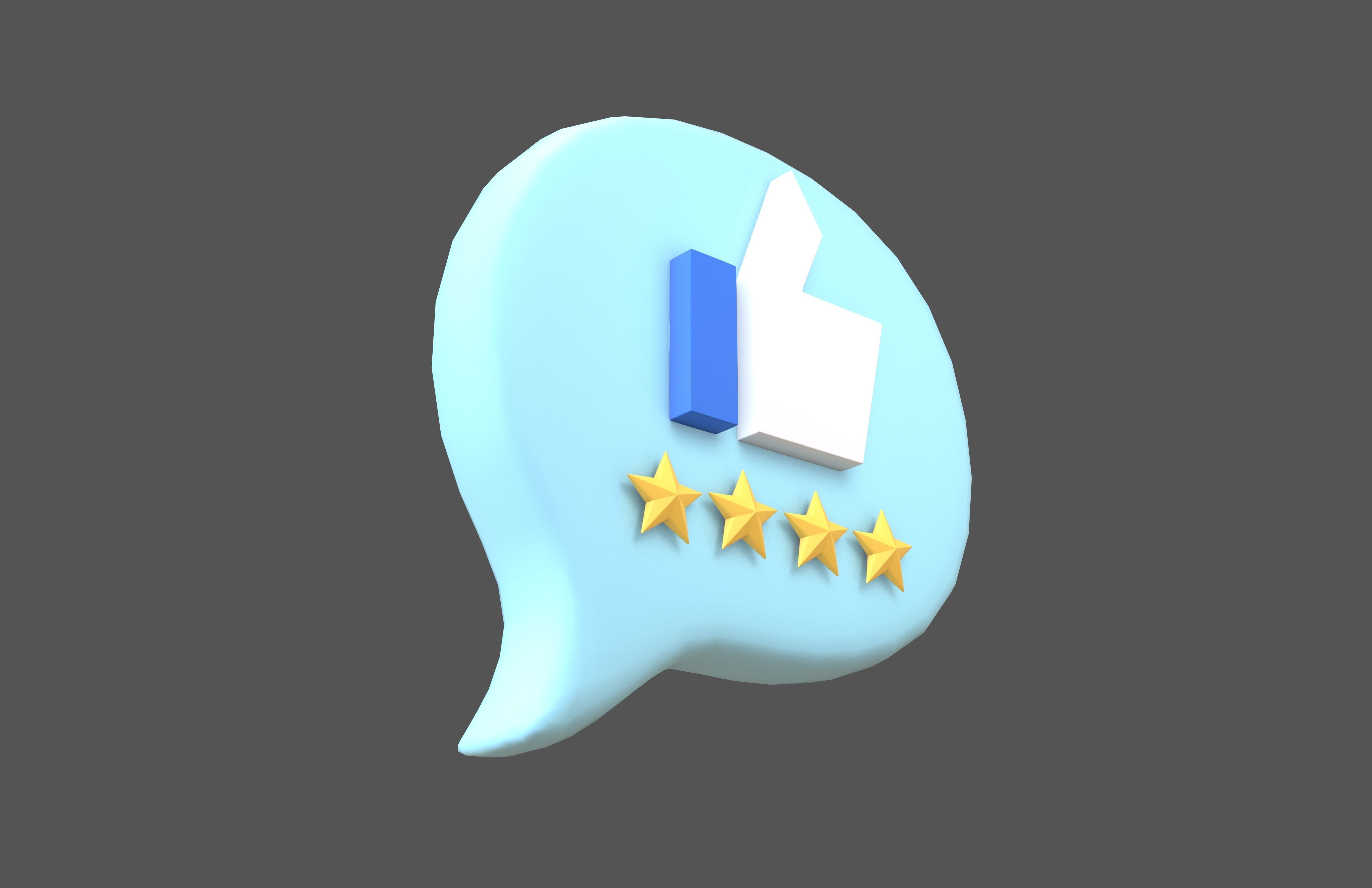 Rating Four Star Bubble Icon V1 003 Low-poly 3D model_2