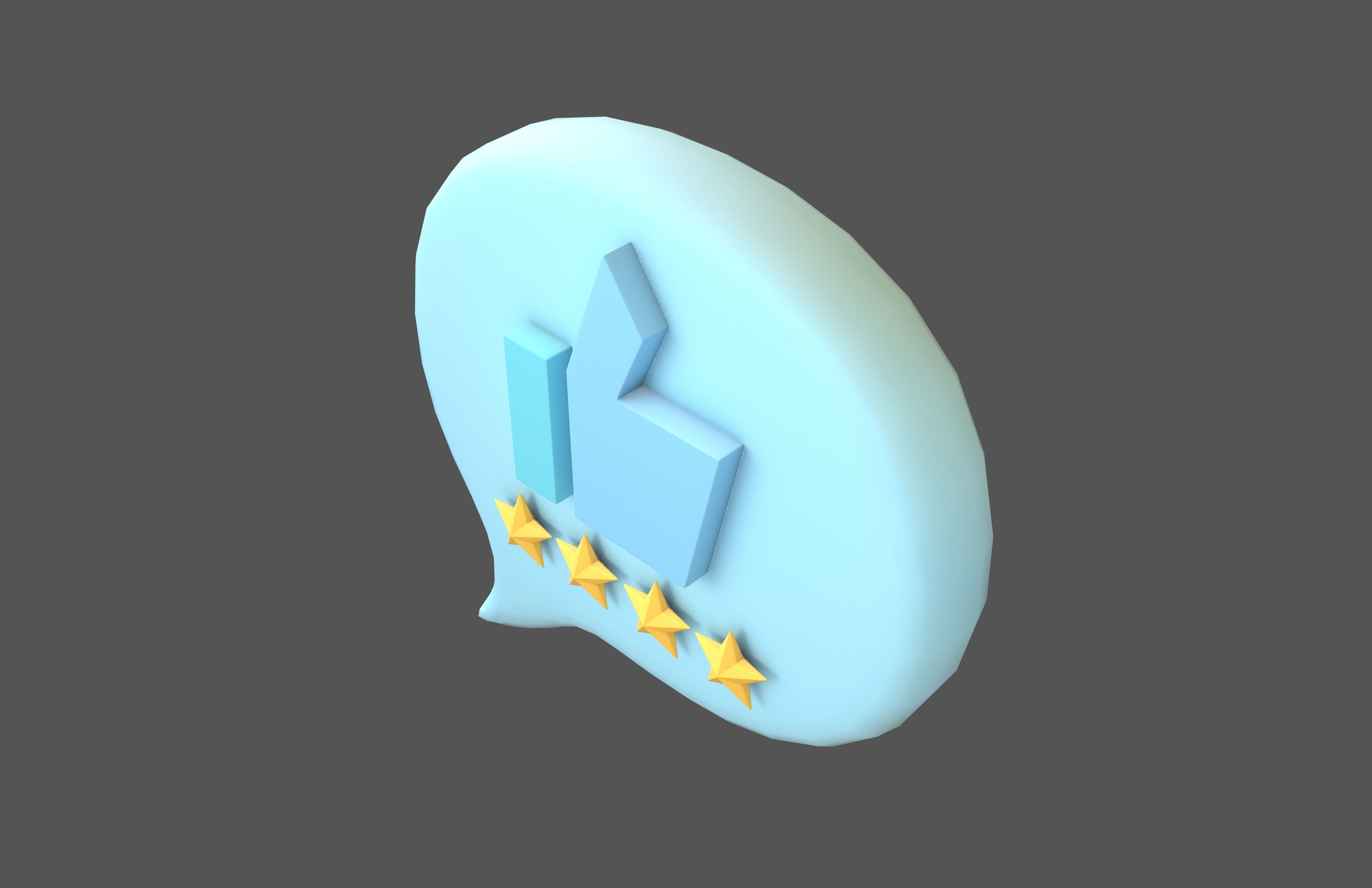 Rating Four Star Bubble Icon V1 004 Low-poly 3D model_3
