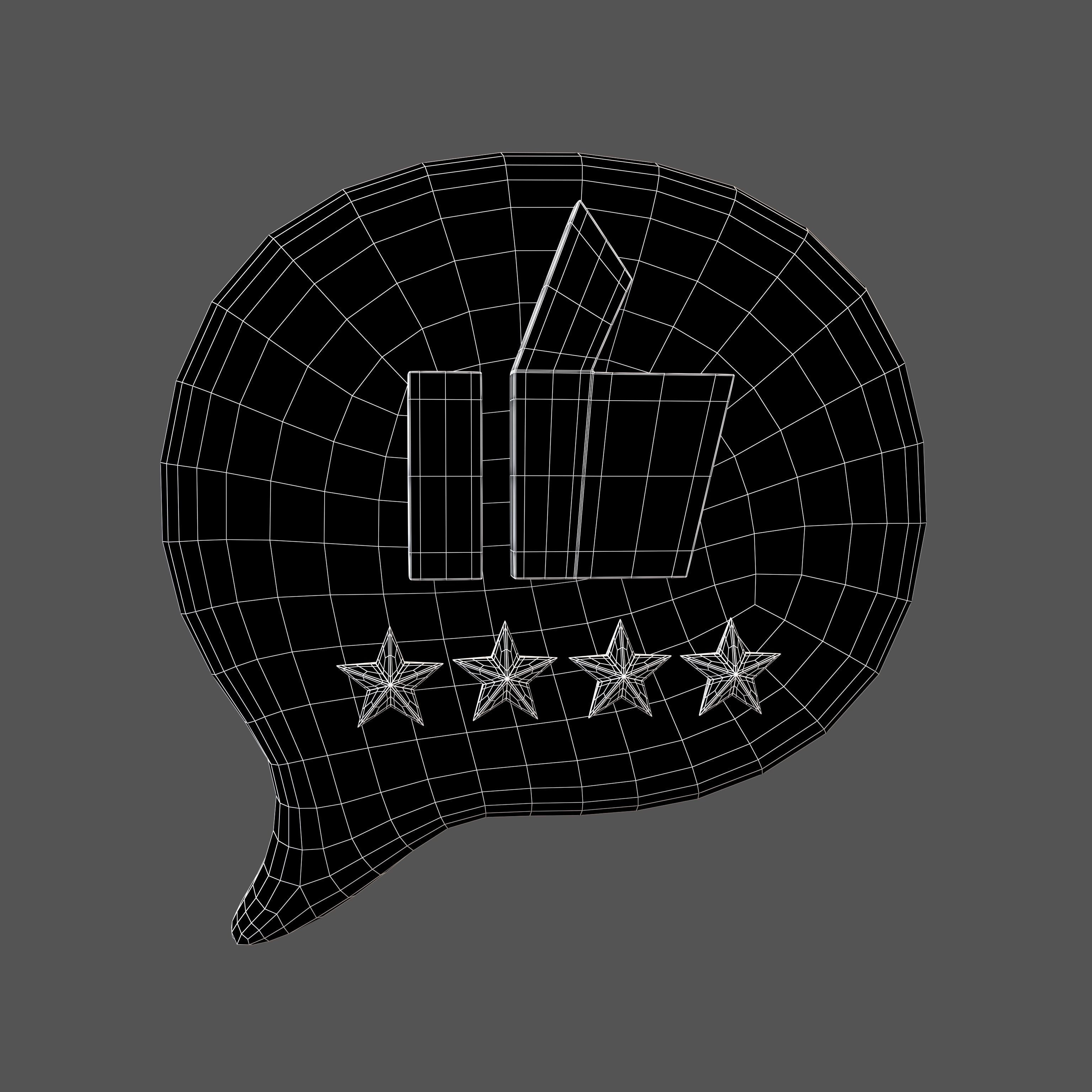 Rating Four Star Bubble Icon V1 004 Low-poly 3D model_4